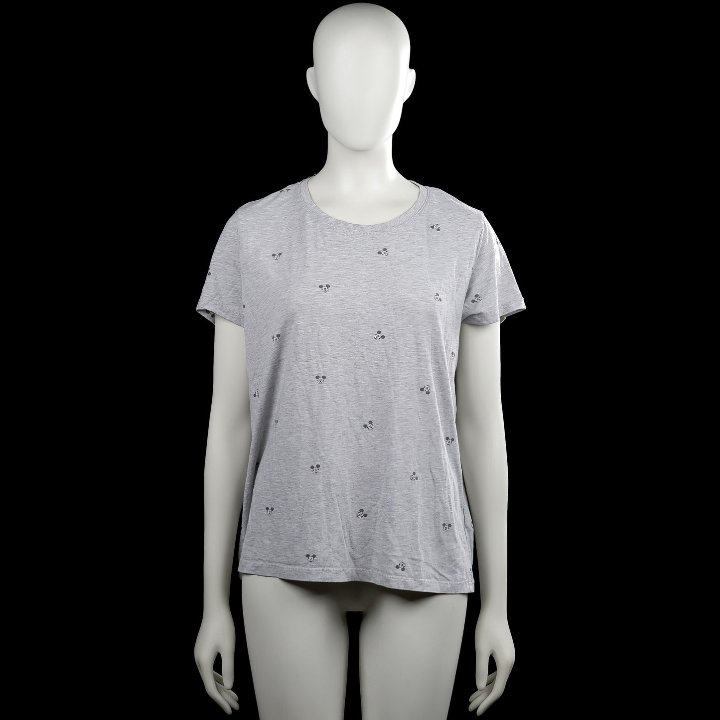 H&m logg disney - T-shirt - Light Gray & Black - Size L - Light gray short-sleeve top with a round neckline and a straight hem. Features an all-over black printed motif.