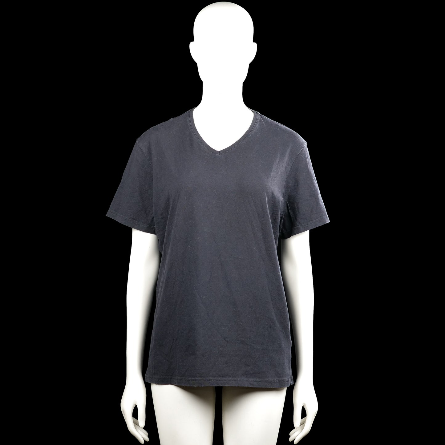 Mywear - T-shirt - Dark Gray - Size M - Dark gray solid T-shirt with a V-neckline and short sleeves. Straight hem with no visible closures or pockets.
