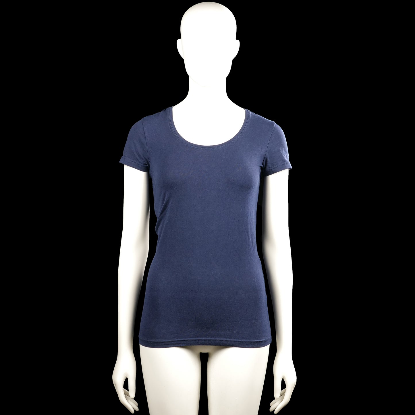 Sutherland - T-shirt - Navy - Size XS - Navy solid top with a scoop neckline and short sleeves. Straight hem with plain sleeve cuffs.