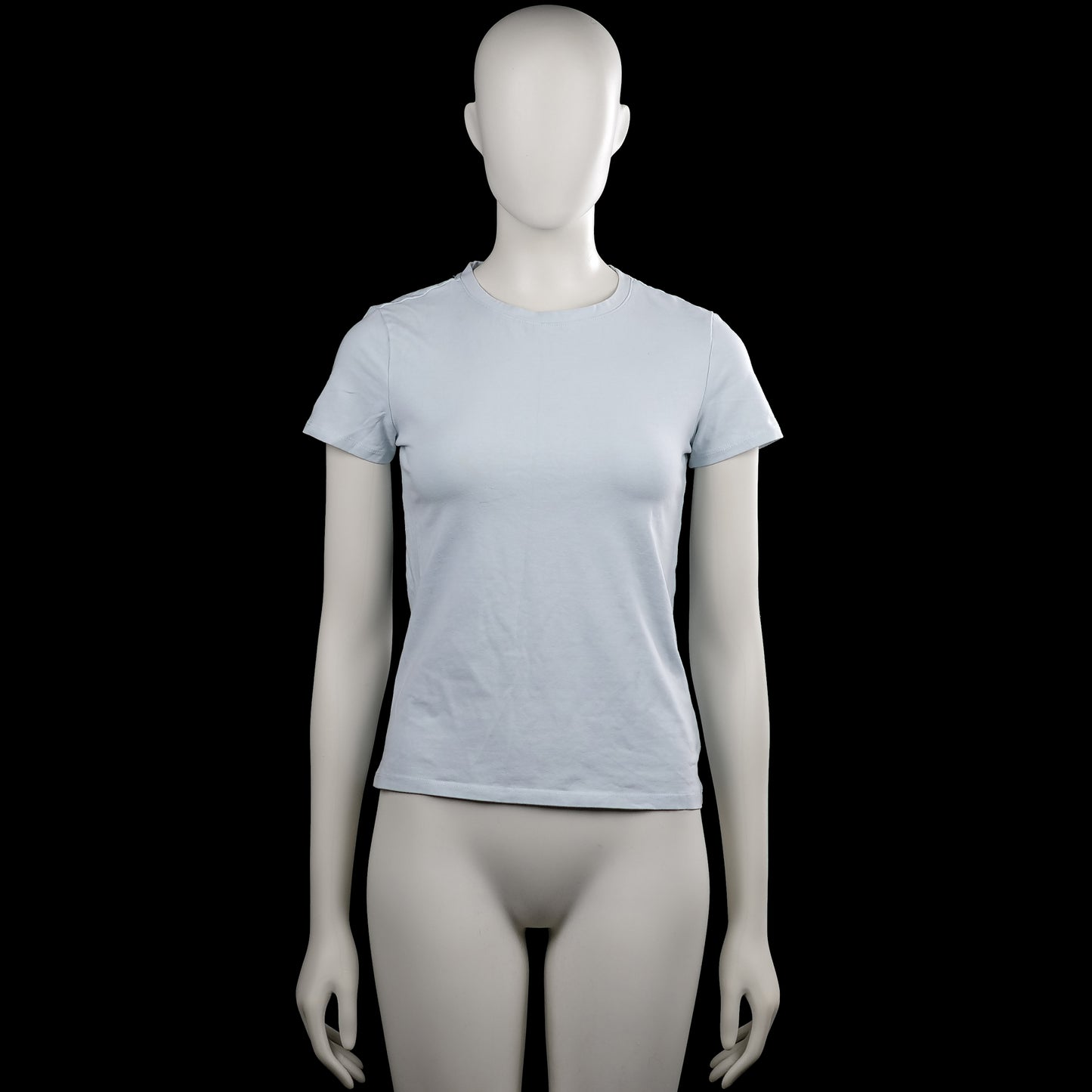 Primark - T-shirt - Light Blue - Size S - Light blue solid T-shirt with a round neckline and short sleeves. Straight hem and plain cuffs.