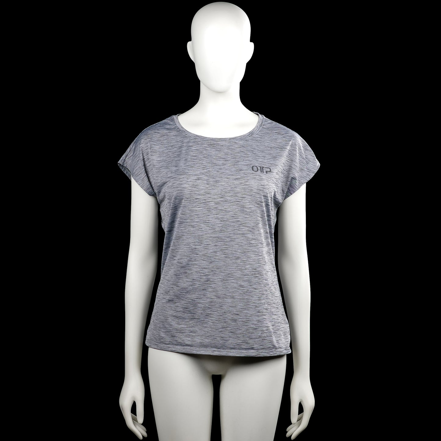 Otp - T-shirt - Gray - Size M - Gray heathered short-sleeve top with a round neckline and a straight hem. Features plain sleeve cuffs and a small chest logo print.