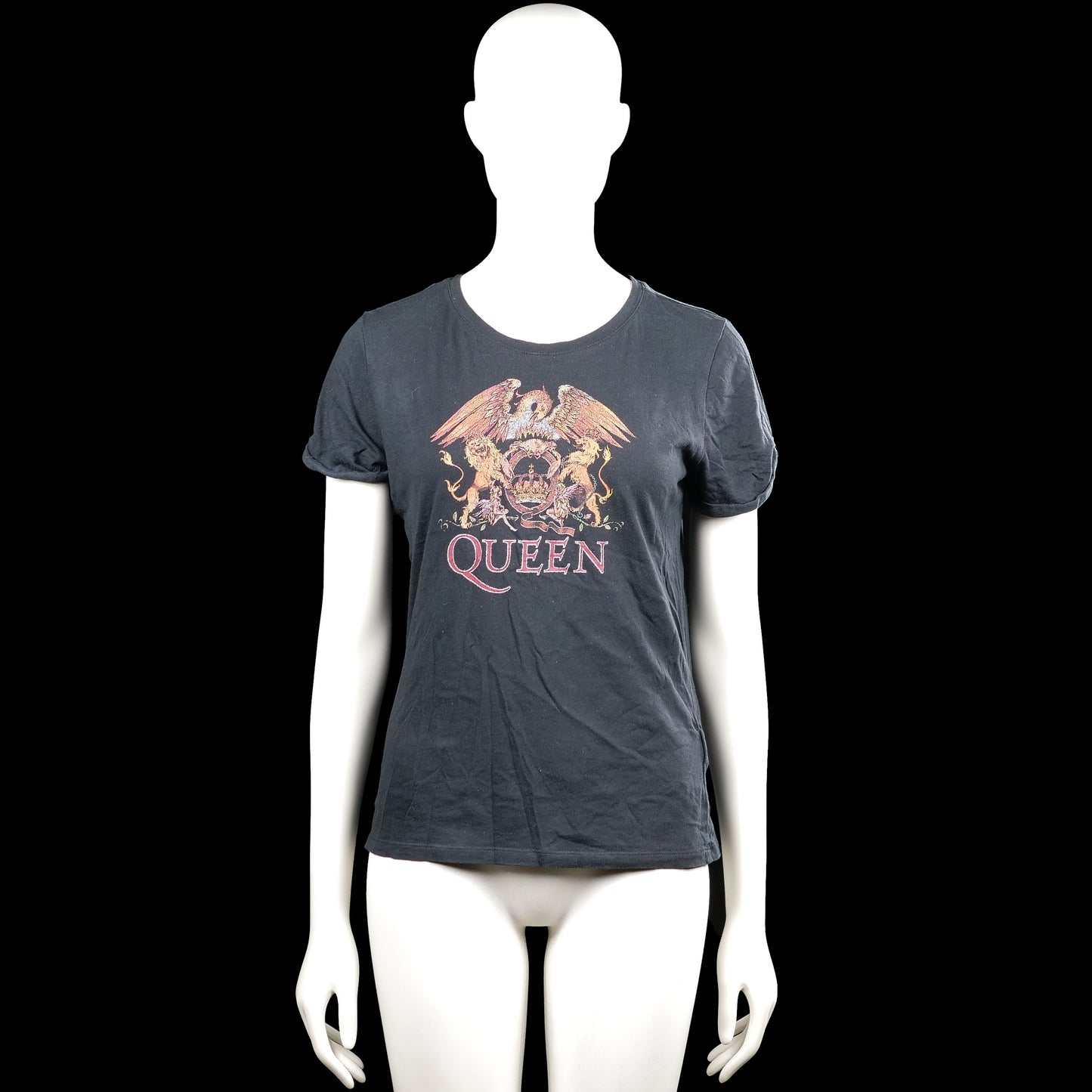 H&M Divided - T-shirt - Charcoal - Size XS - Charcoal short-sleeve T-shirt with a round neck and straight hem. Features a large front graphic print with an emblem and text.