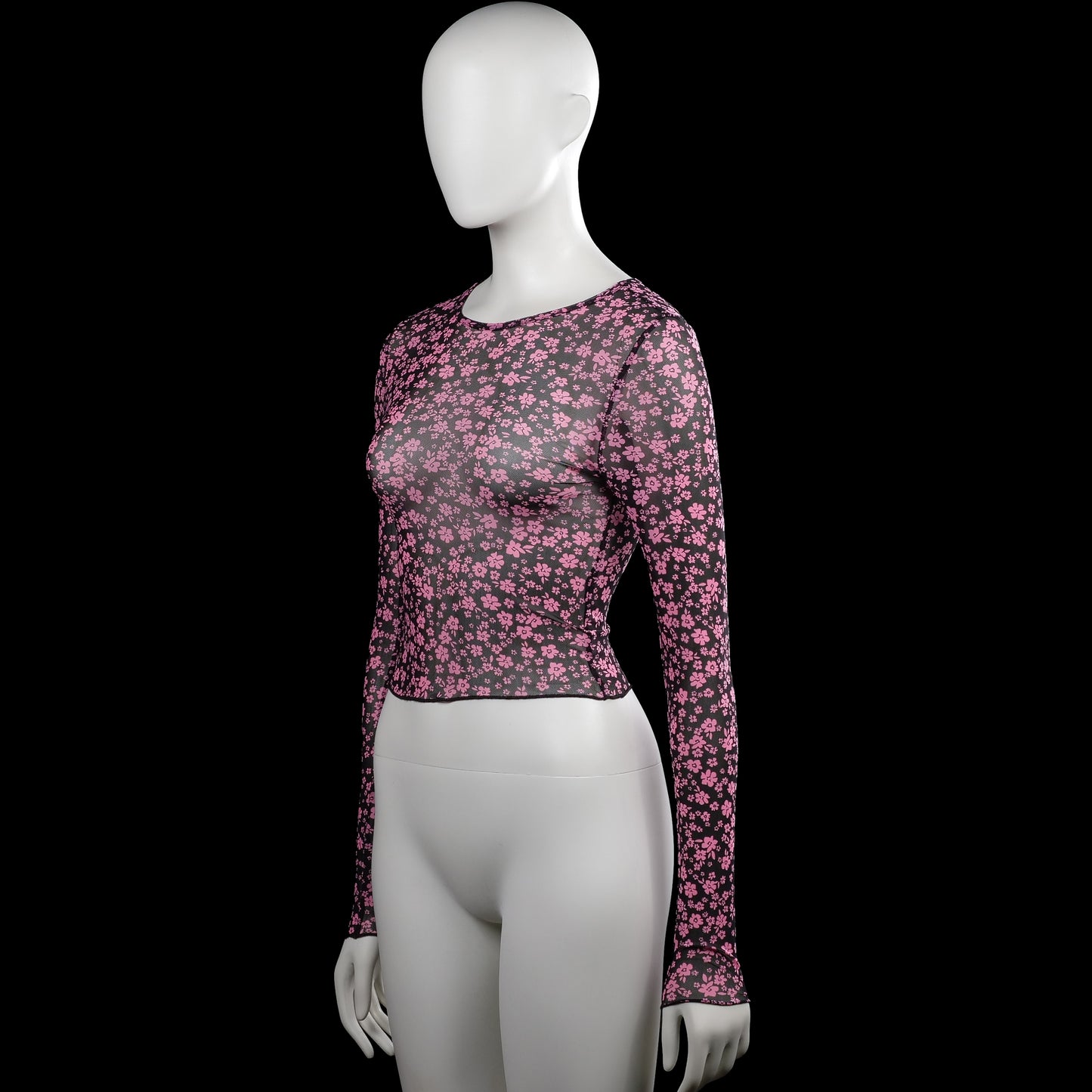 Long-sleeve top - Black & Pink - Size XS