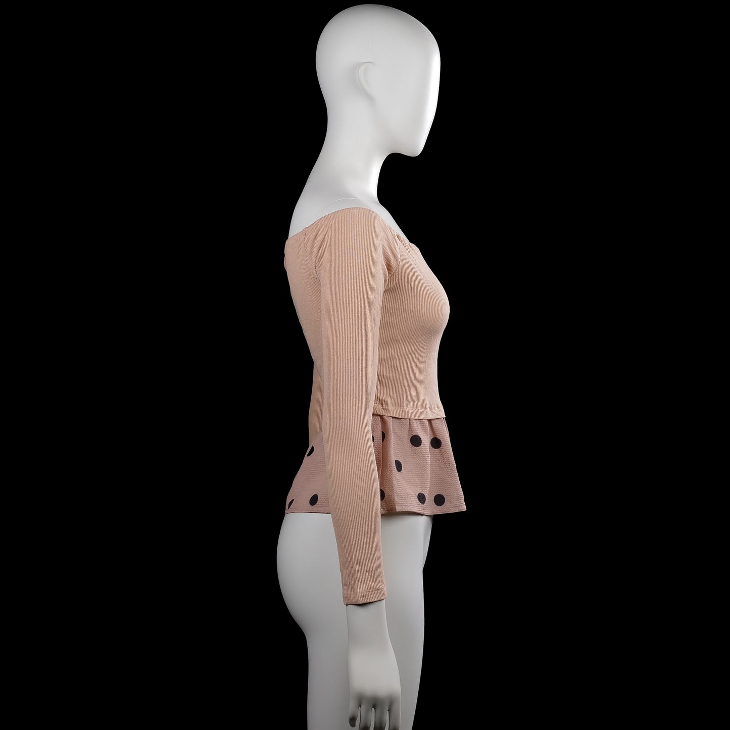Long-sleeve top - Beige & Pink - Size S