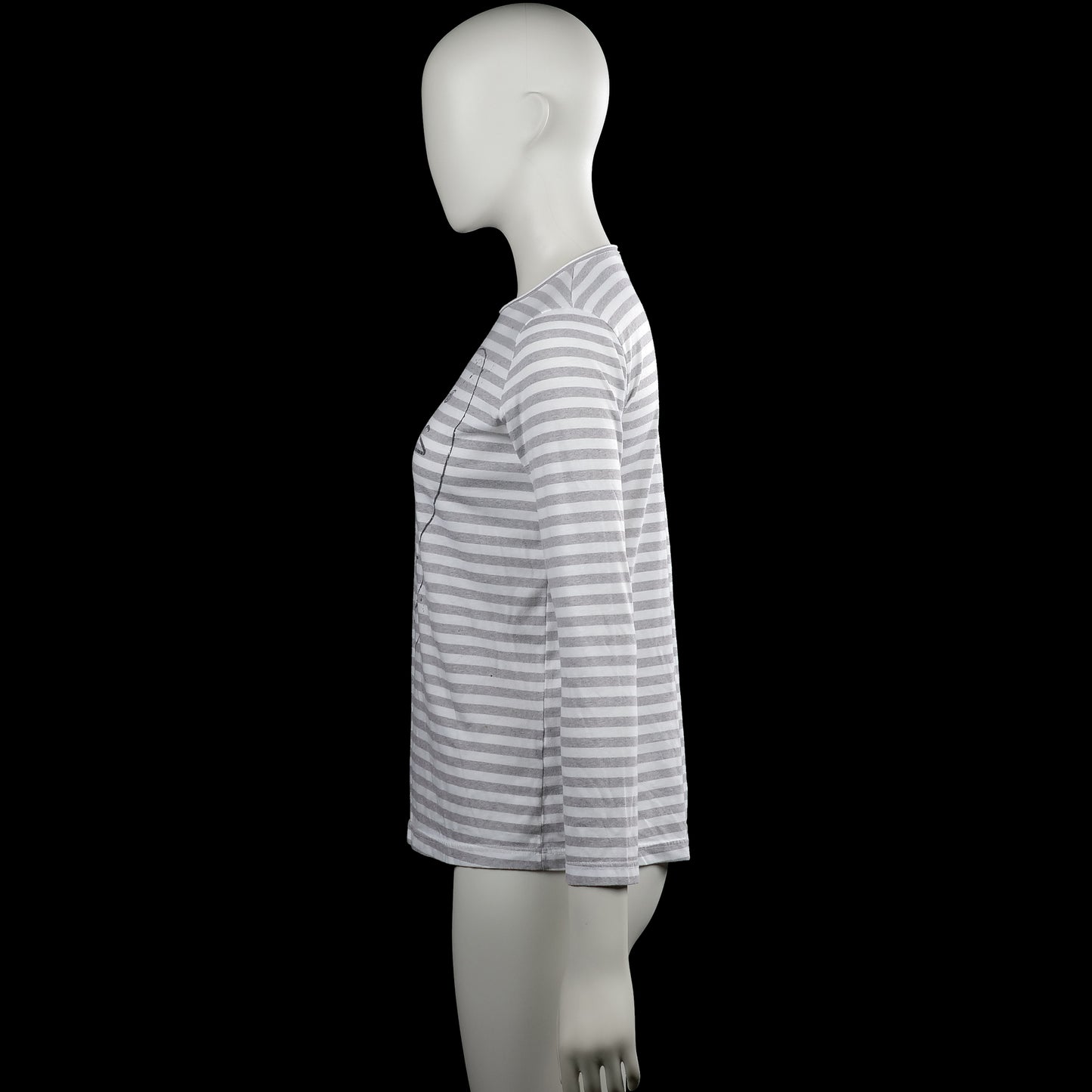 Long-sleeve top - White & Light Gray - Size M