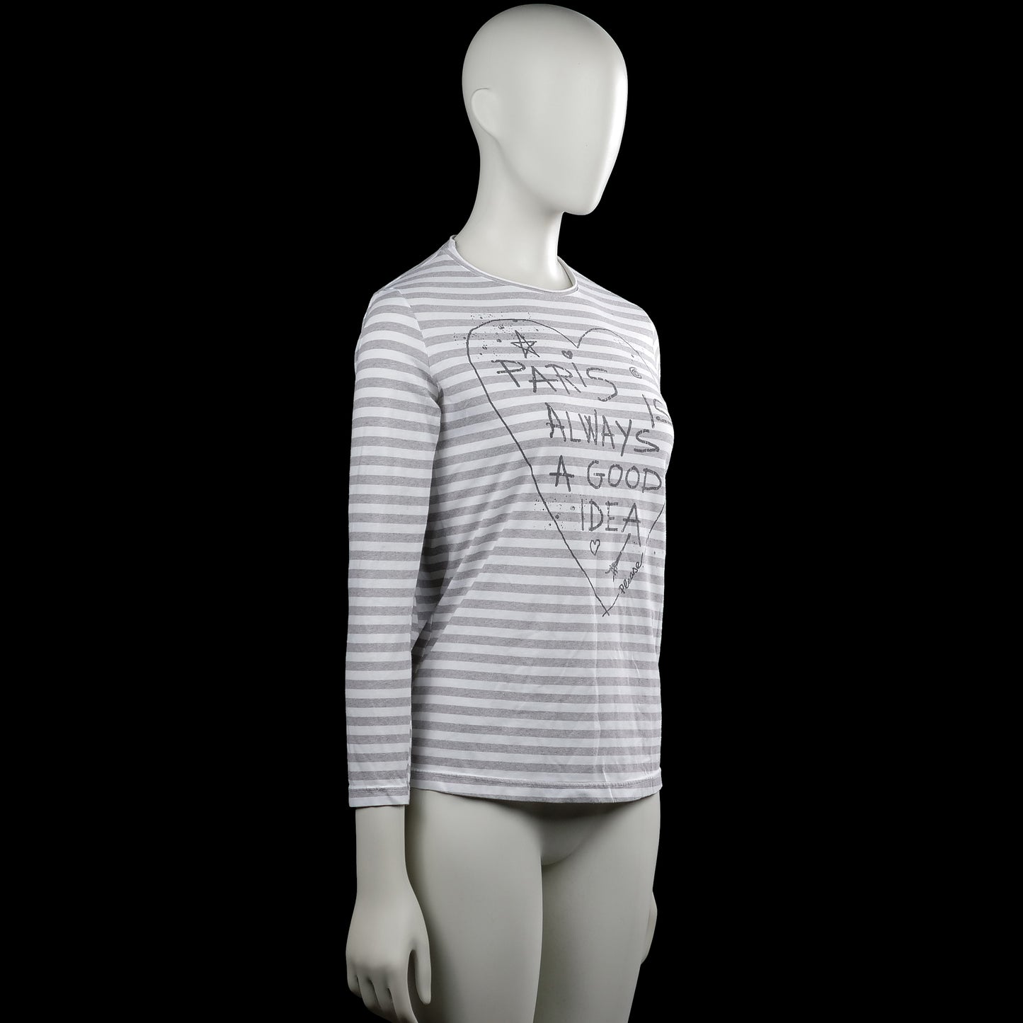 Long-sleeve top - White & Light Gray - Size M