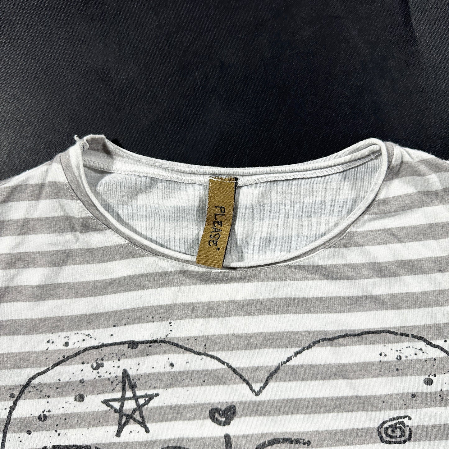 Long-sleeve top - White & Light Gray - Size M