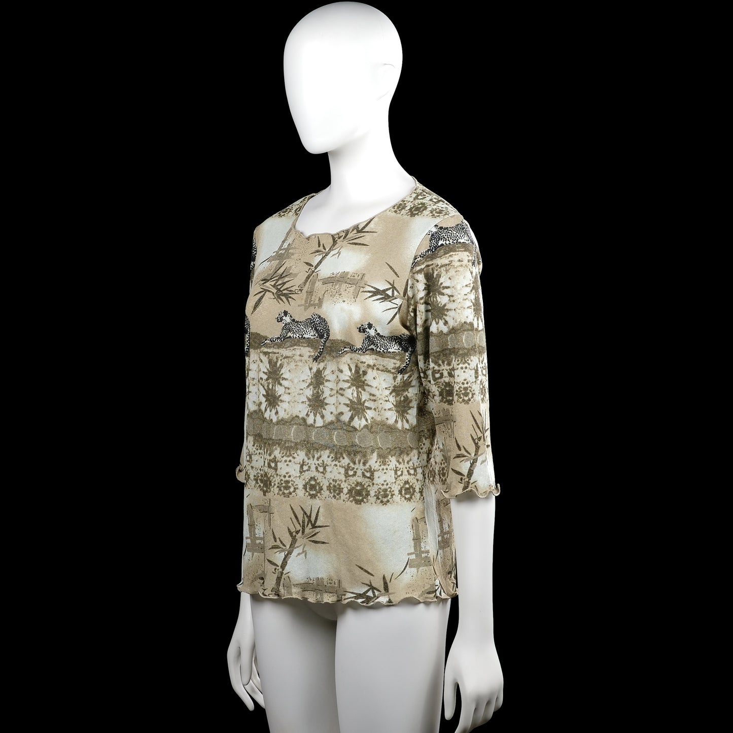 Long-sleeve top - Beige & Brown - Size L