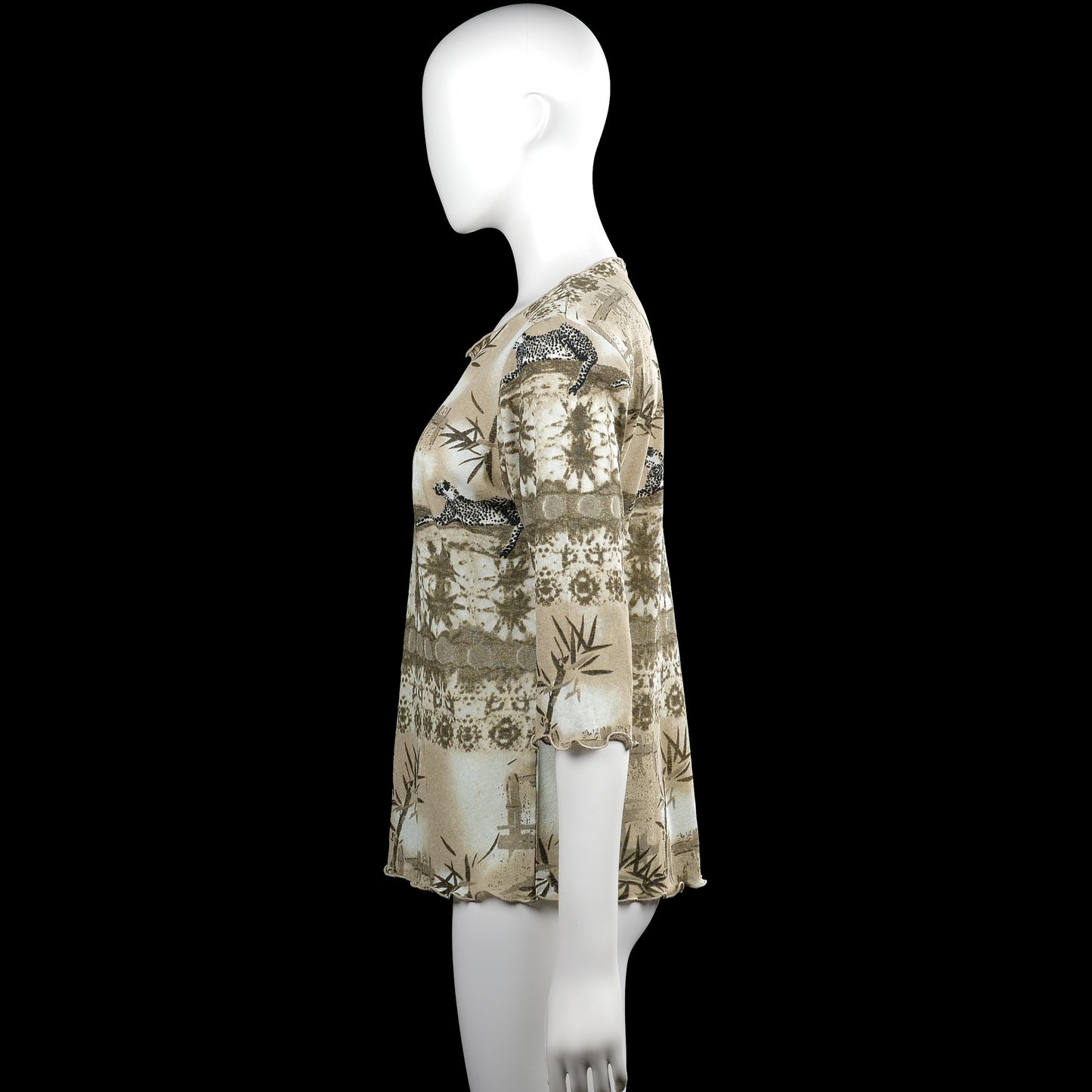 Long-sleeve top - Beige & Brown - Size L