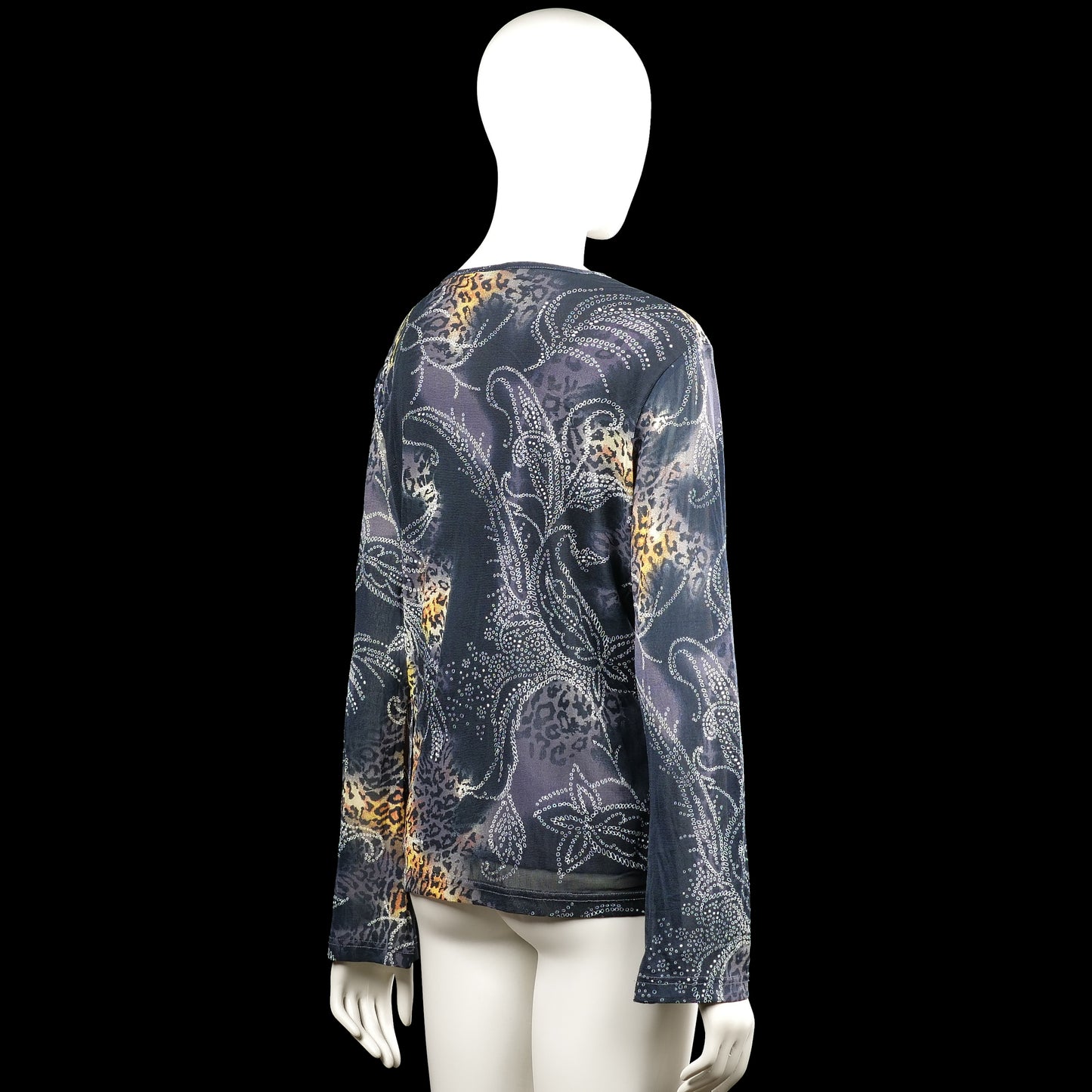 Long-sleeve top - Navy & Beige - Size L