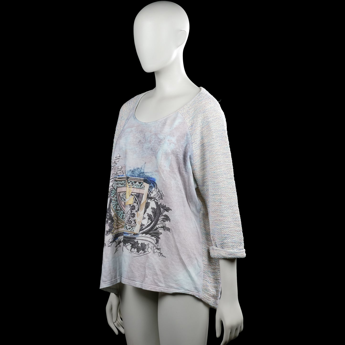 Long-sleeve top - Ivory & Light Blue - Size XXL