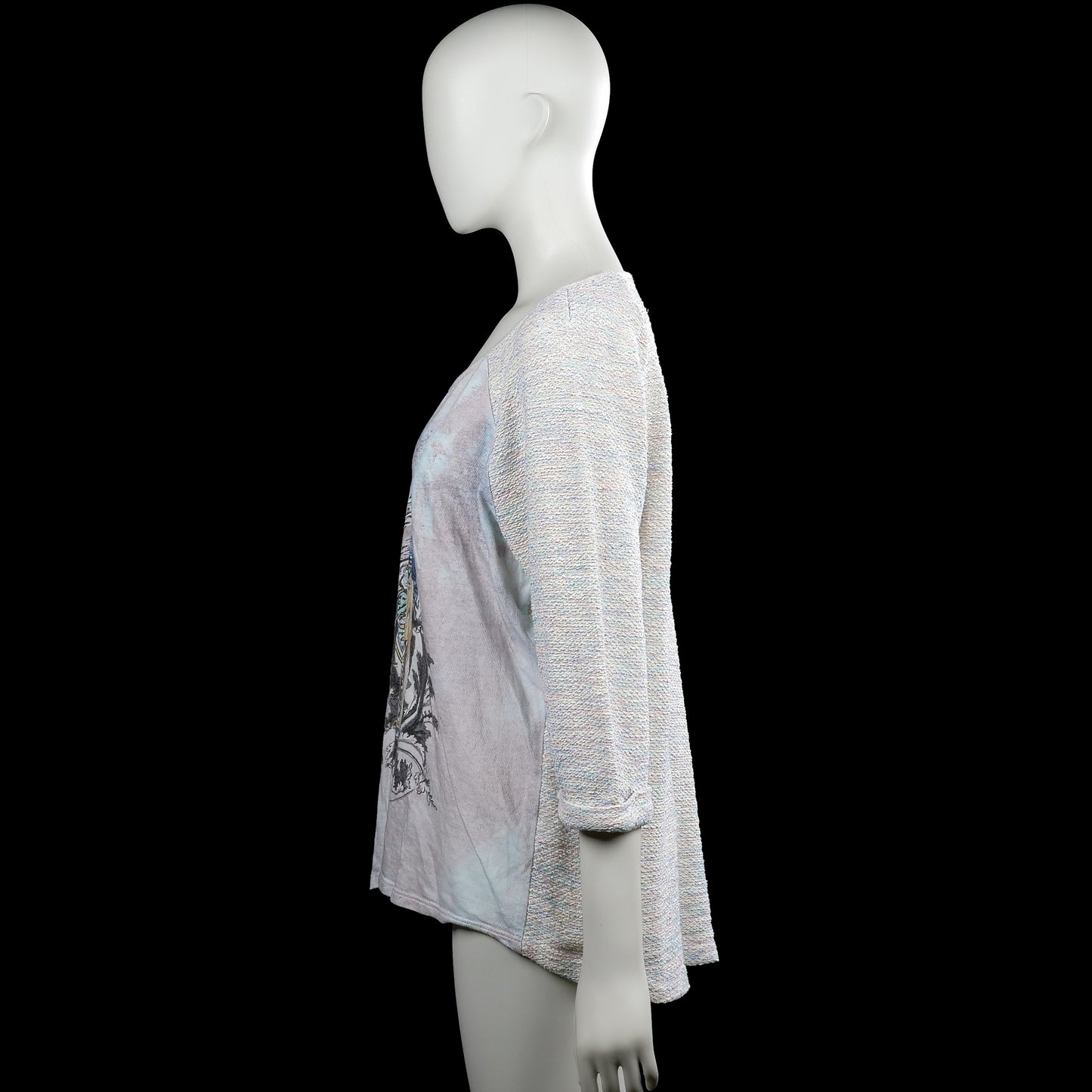 Long-sleeve top - Ivory & Light Blue - Size XXL