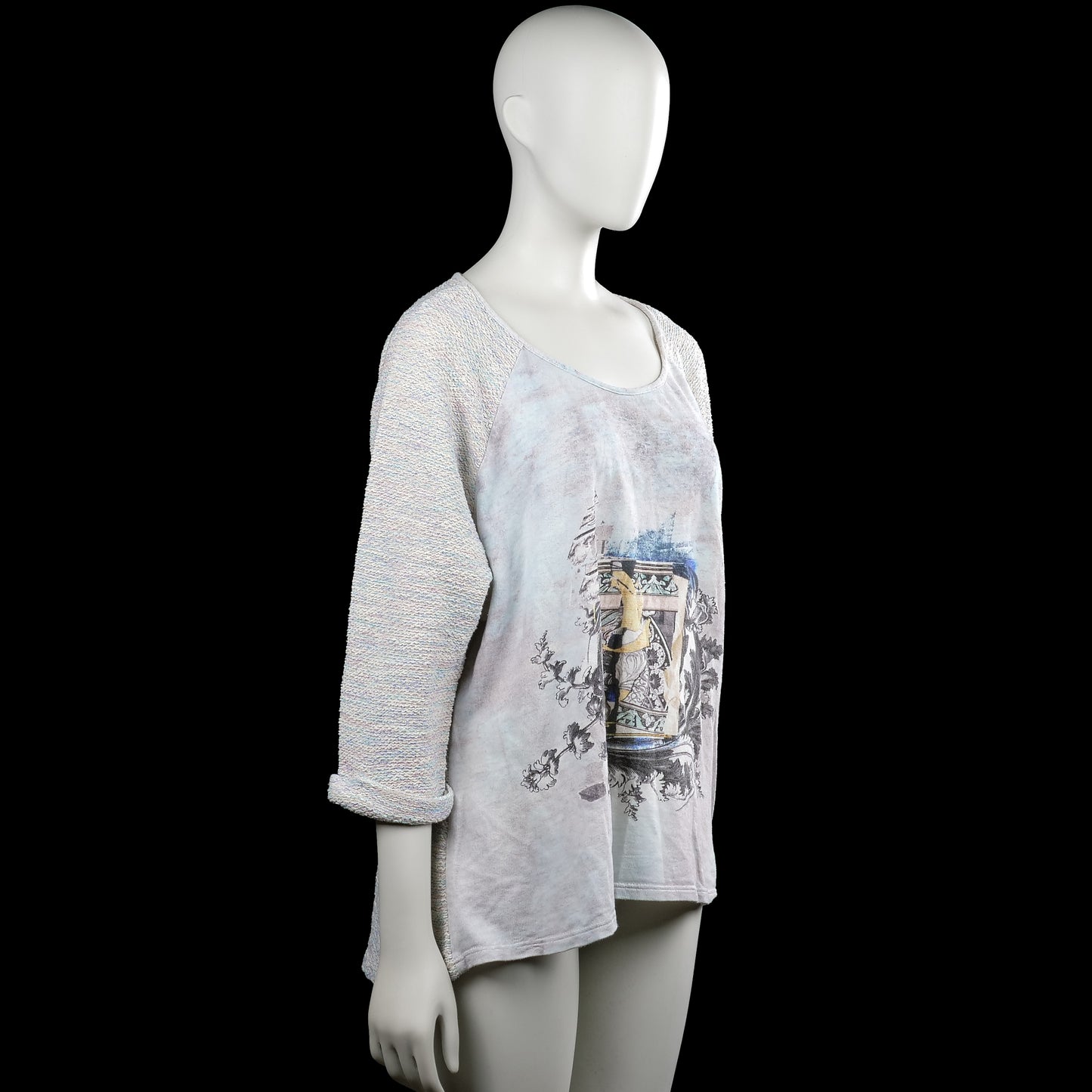 Long-sleeve top - Ivory & Light Blue - Size XXL