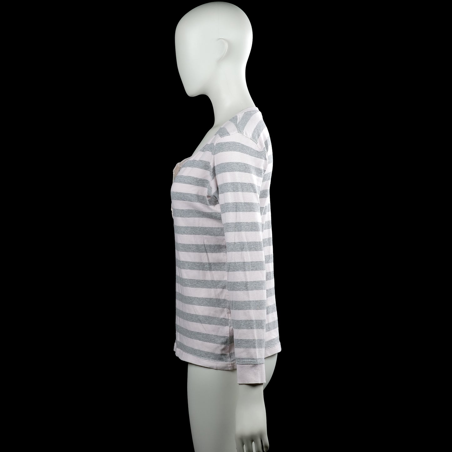 Long-sleeve top - White & Gray - Size 42