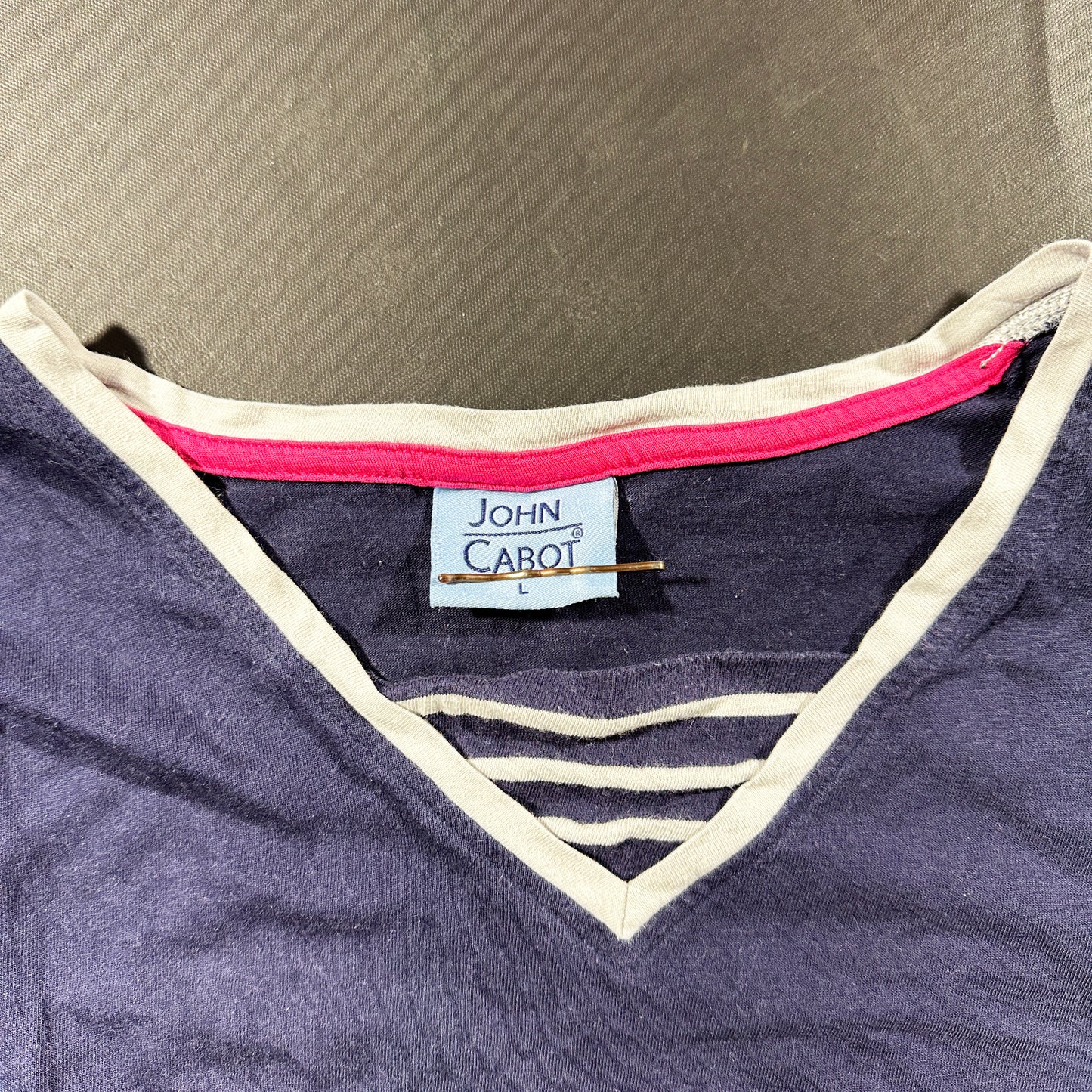 Long-sleeve top - Navy & White - Size L