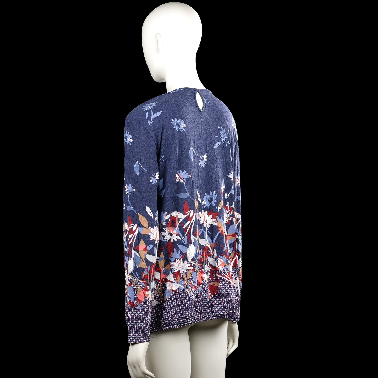 Long-sleeve top - Navy & Red - Size 40
