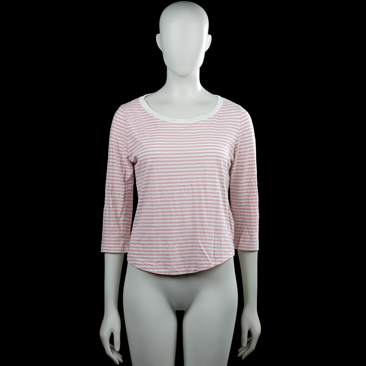 Cos - Long-sleeve top - Pink & White - Size S - Pink and white striped top with a scoop neck and three-quarter sleeves. Curved hem and plain cuffs.