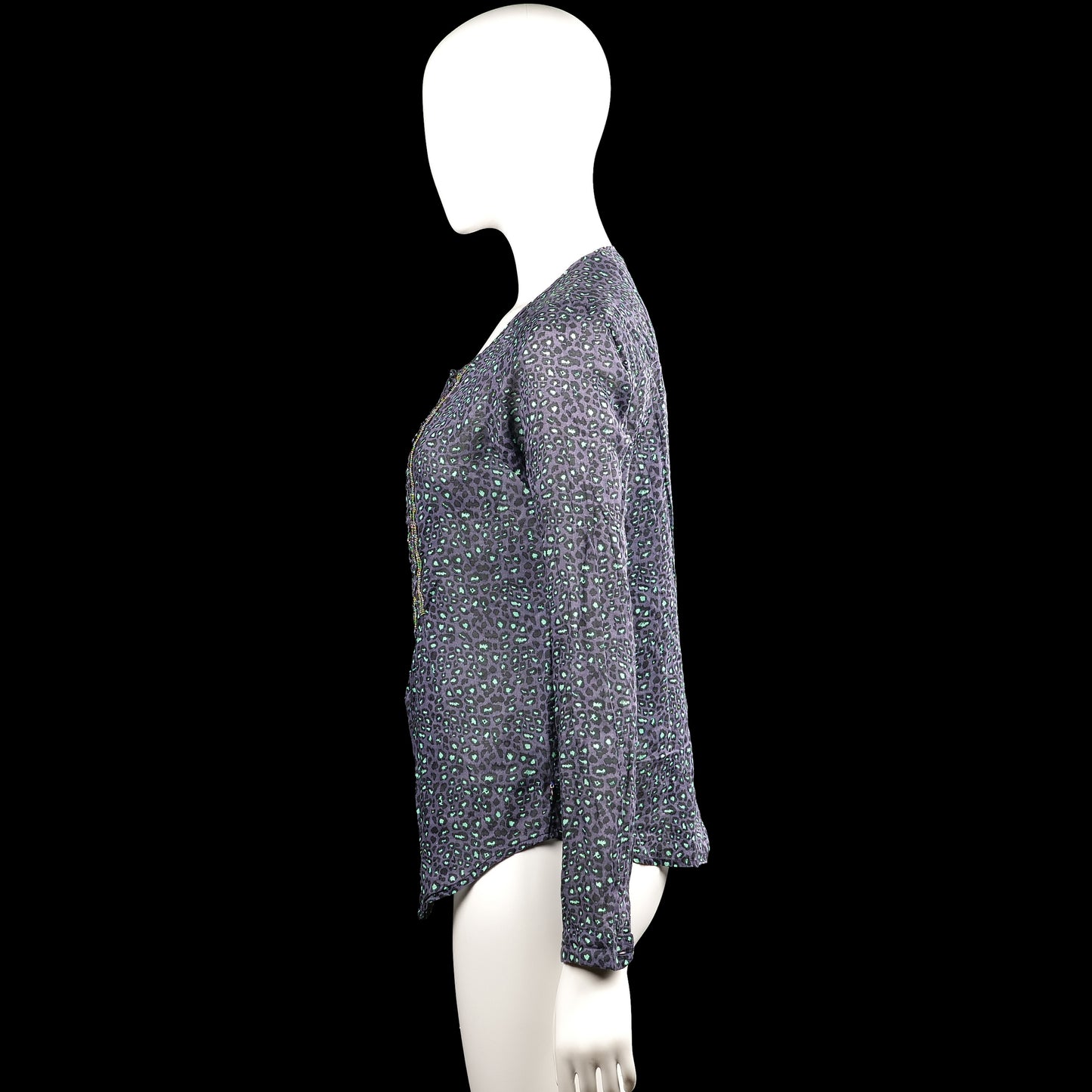 Long-sleeve top - Charcoal & Mint - Size S