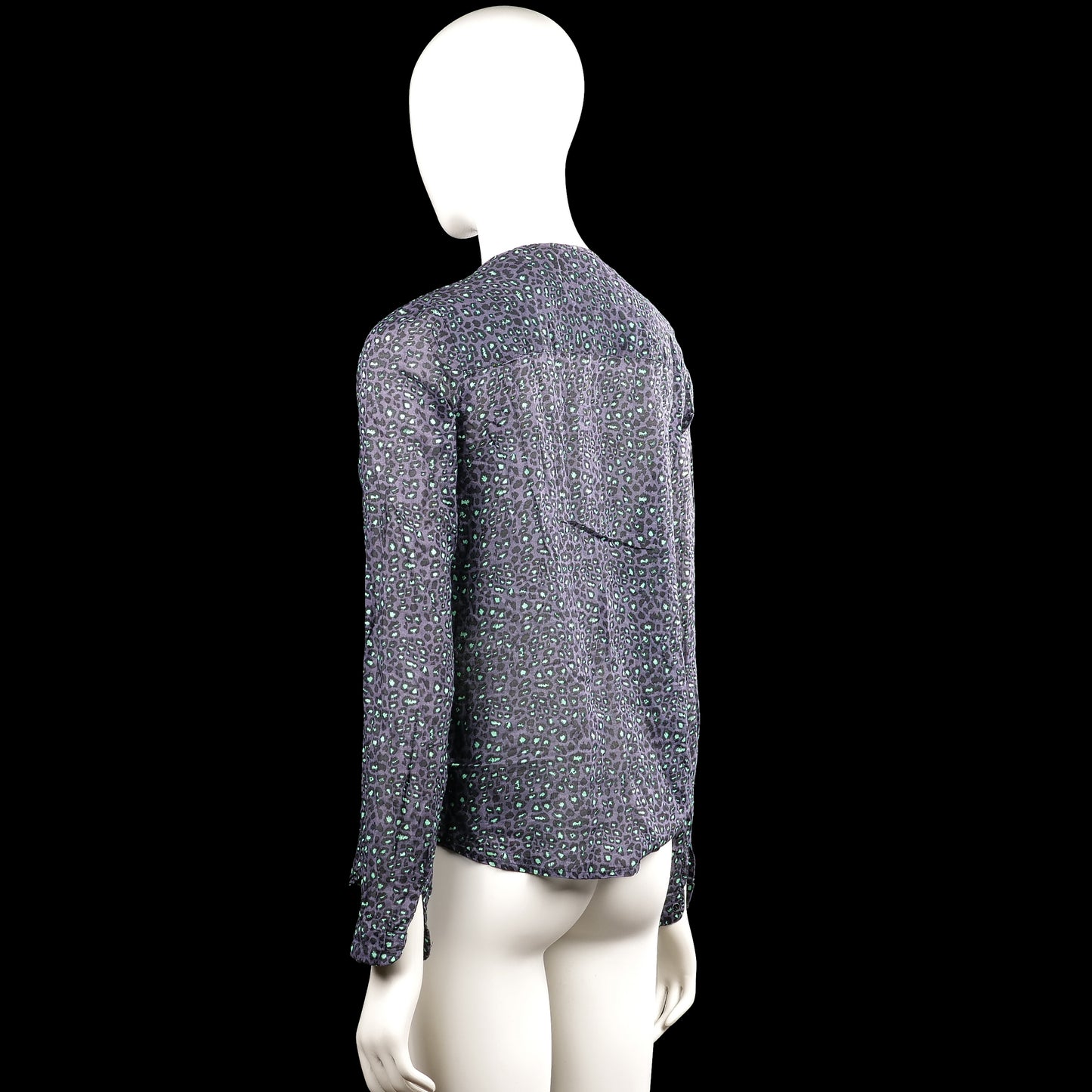 Long-sleeve top - Charcoal & Mint - Size S
