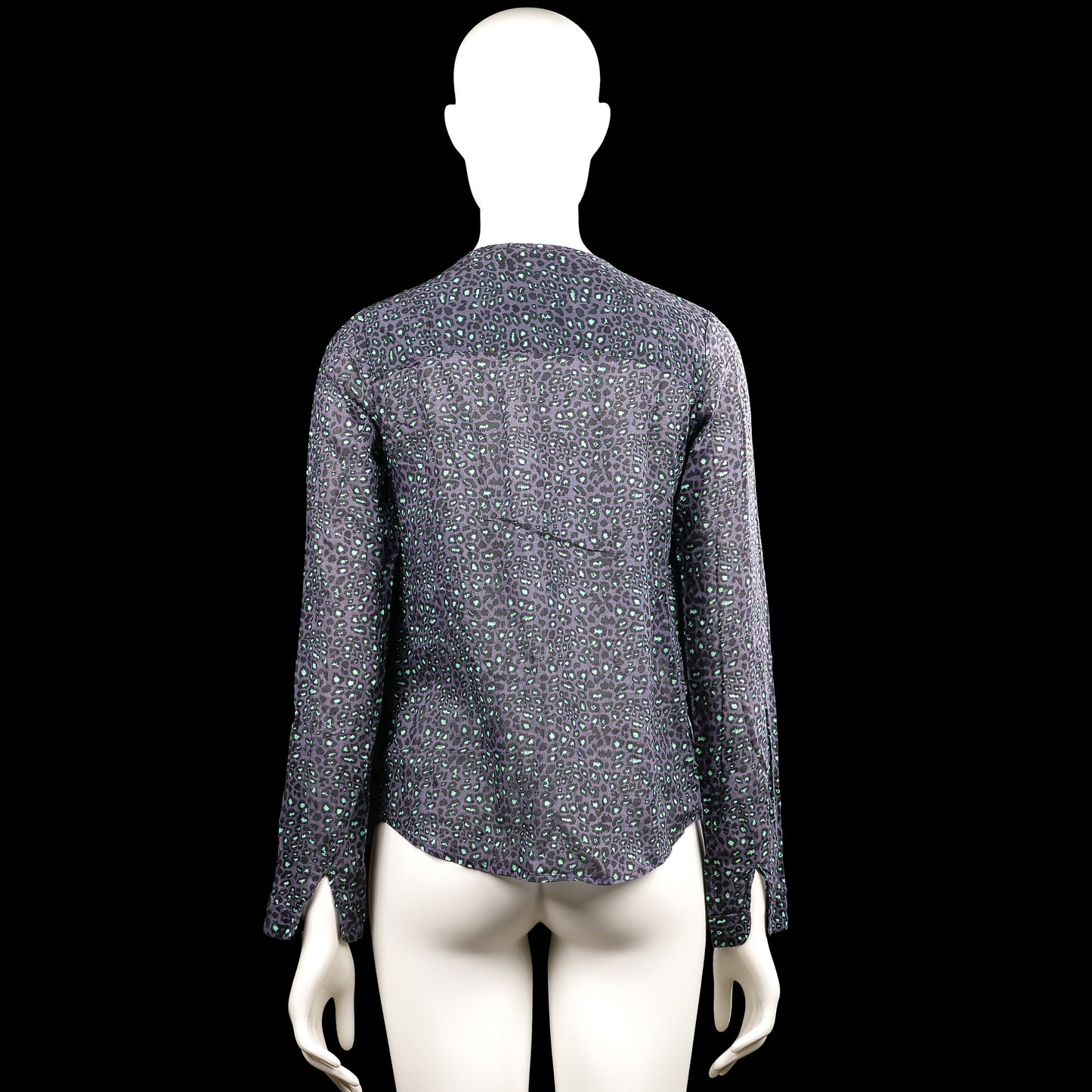 Long-sleeve top - Charcoal & Mint - Size S