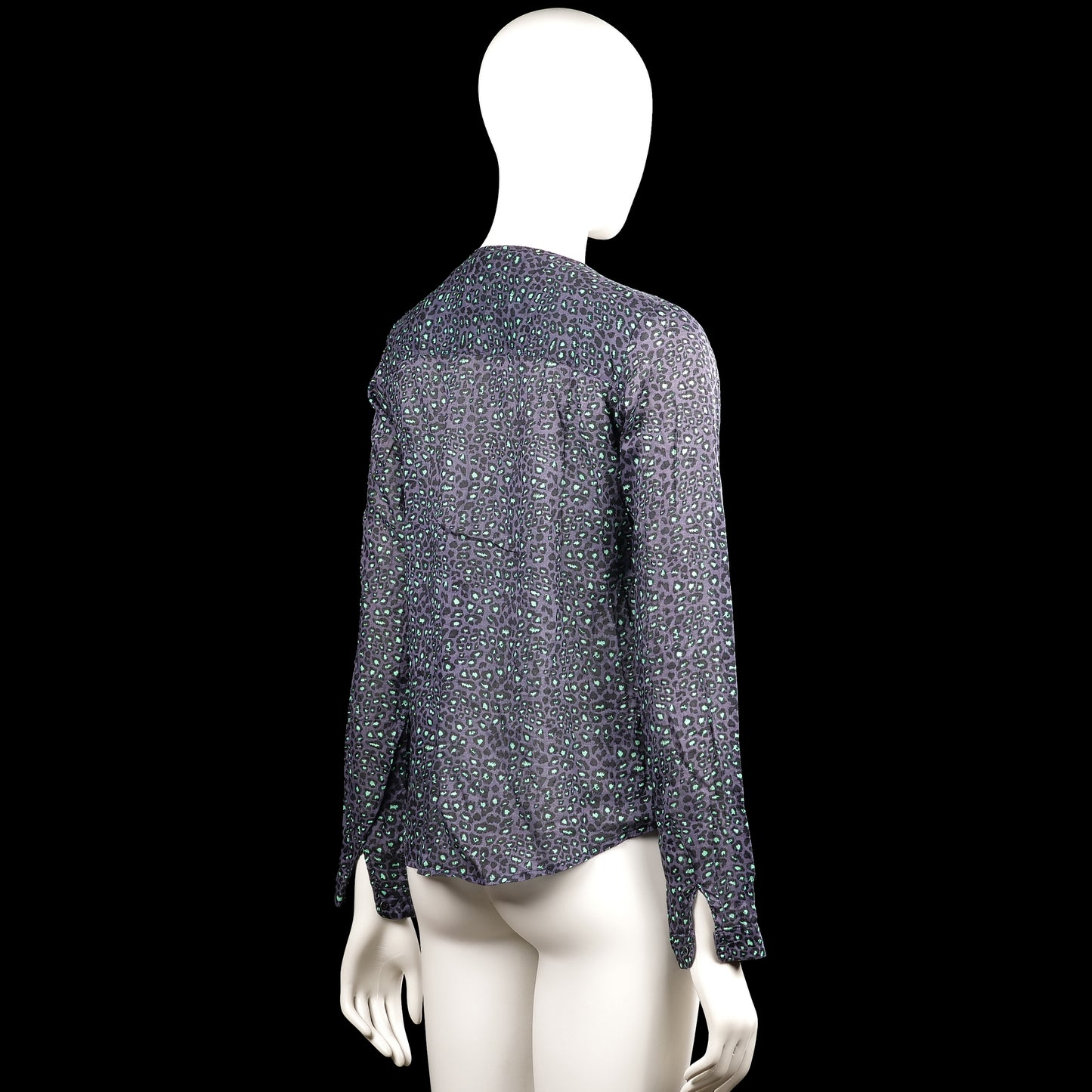 Long-sleeve top - Charcoal & Mint - Size S