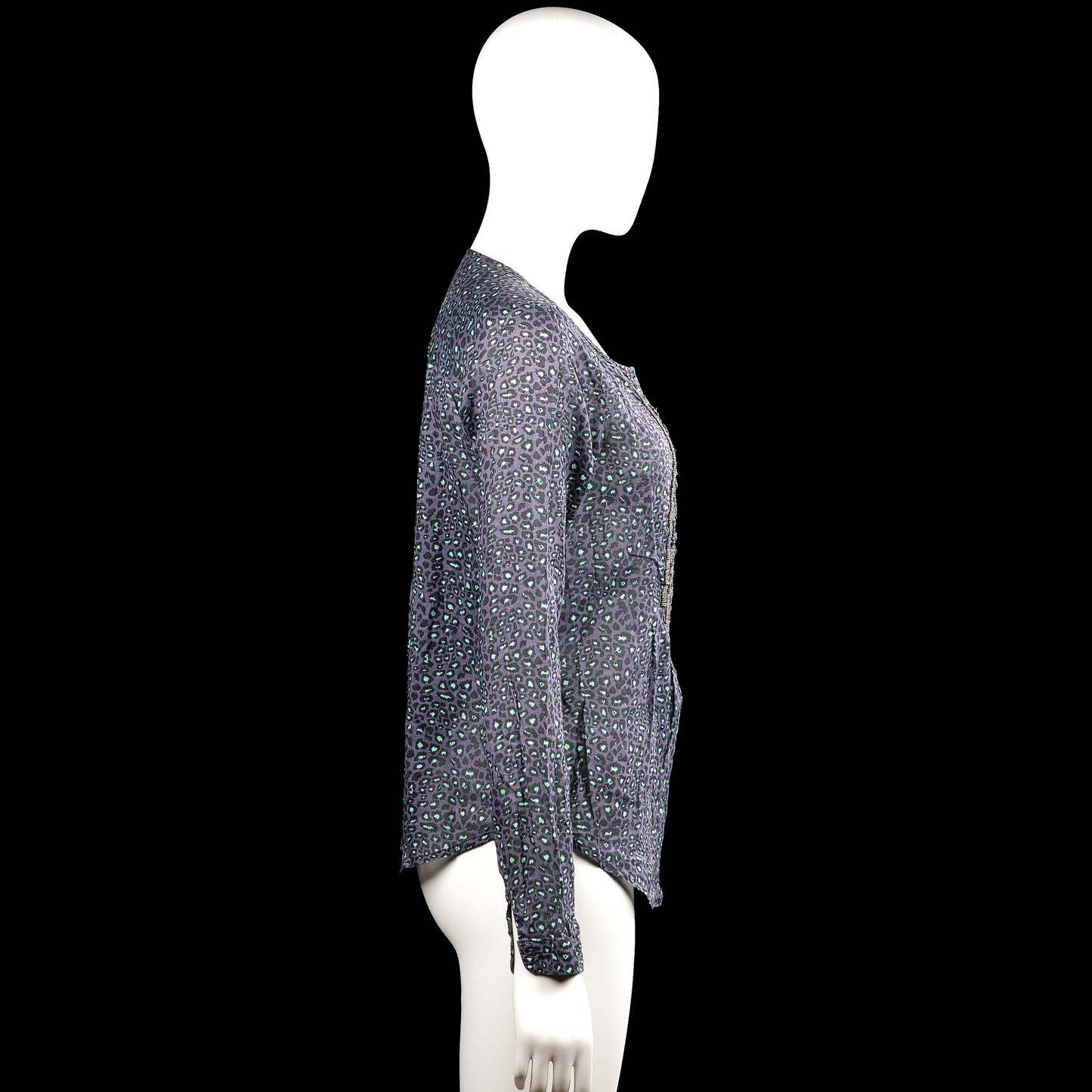 Long-sleeve top - Charcoal & Mint - Size S