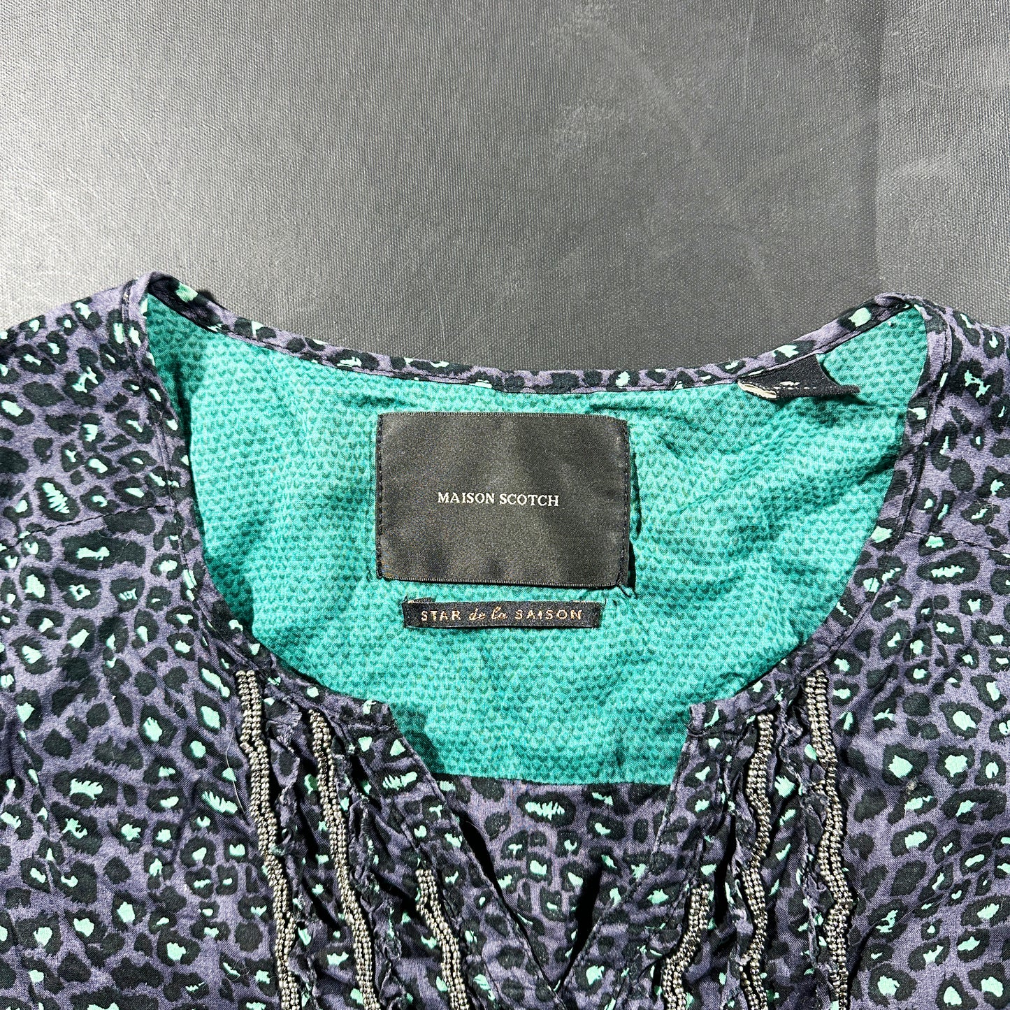 Long-sleeve top - Charcoal & Mint - Size S