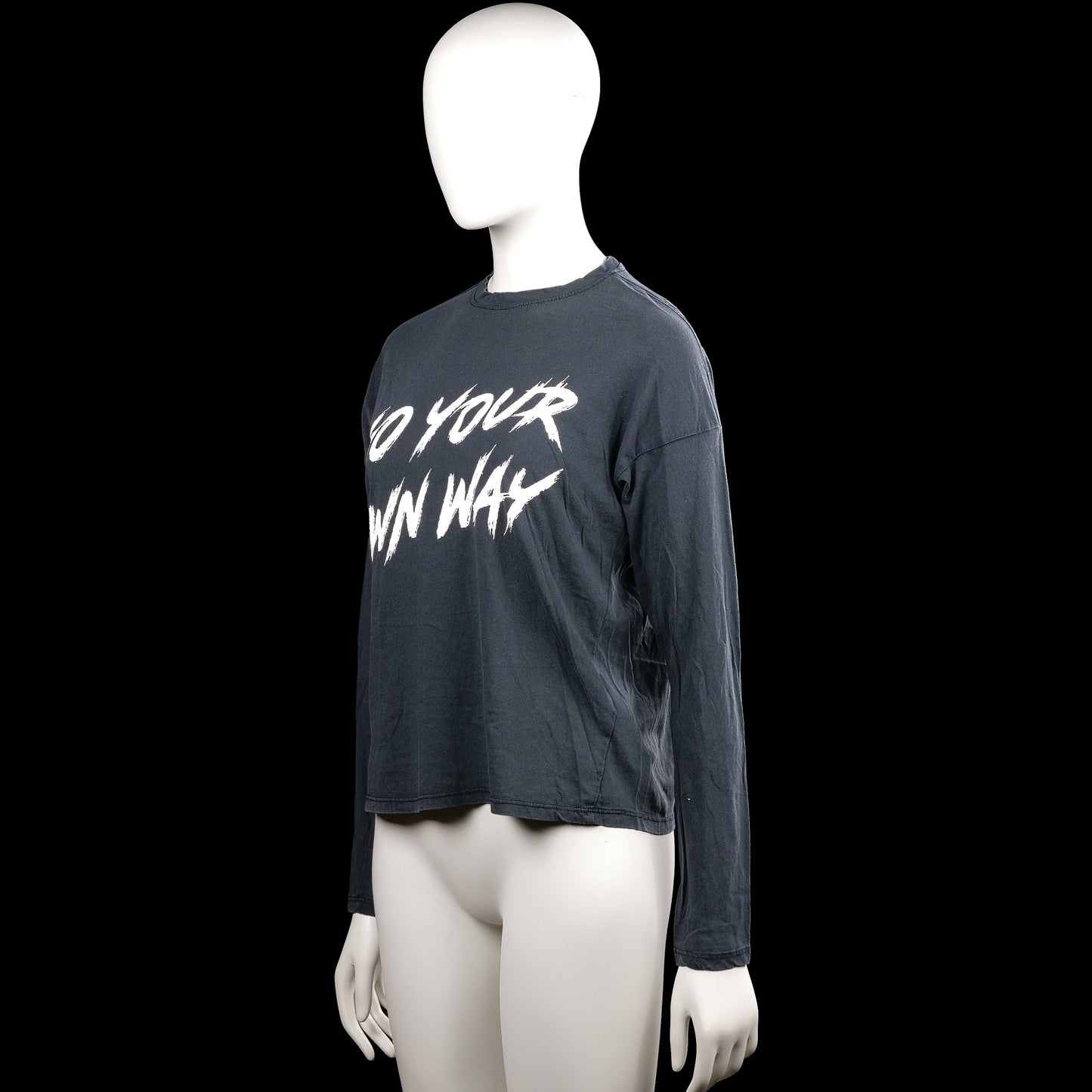 Long-sleeve top - Charcoal & White - Size XS