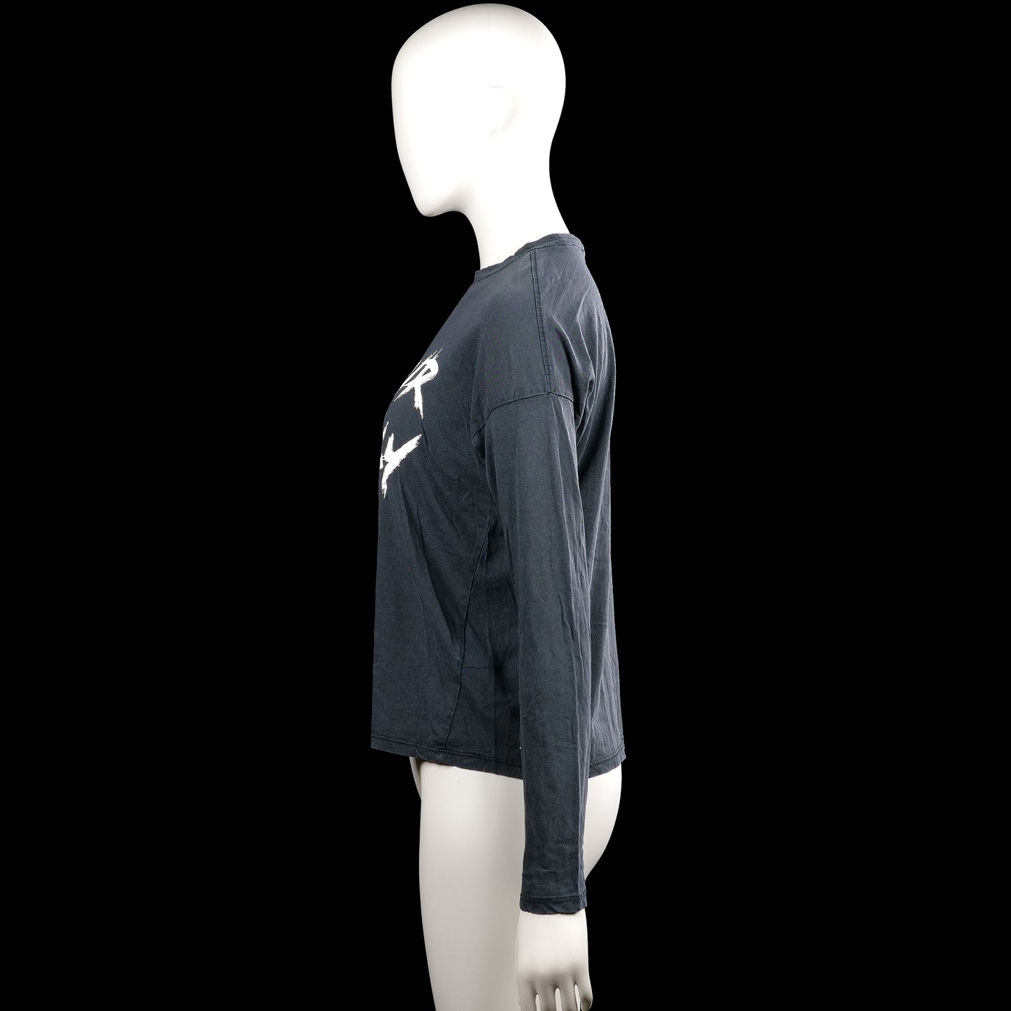 Long-sleeve top - Charcoal & White - Size XS