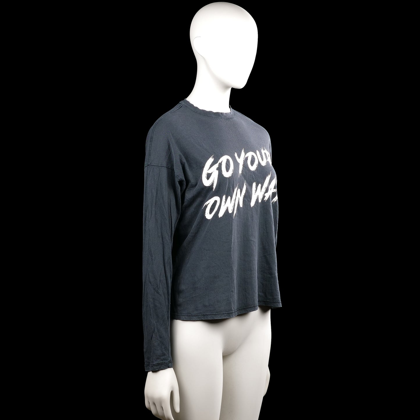 Long-sleeve top - Charcoal & White - Size XS