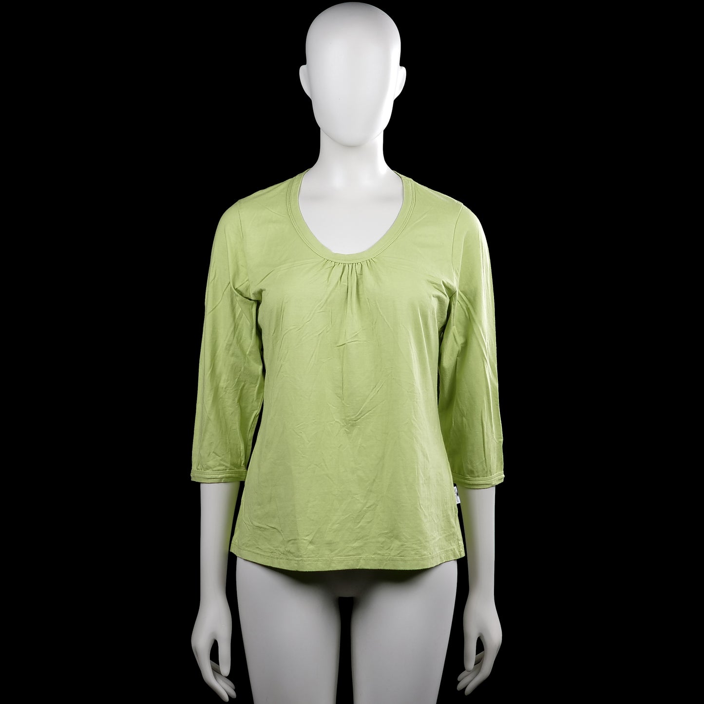 Ted nicol - Long-sleeve top - Sage - Size 42 - Sage solid top with a scoop neckline and three-quarter sleeves with plain cuffs. Features a straight hem and small gathered detailing at the front neckline.