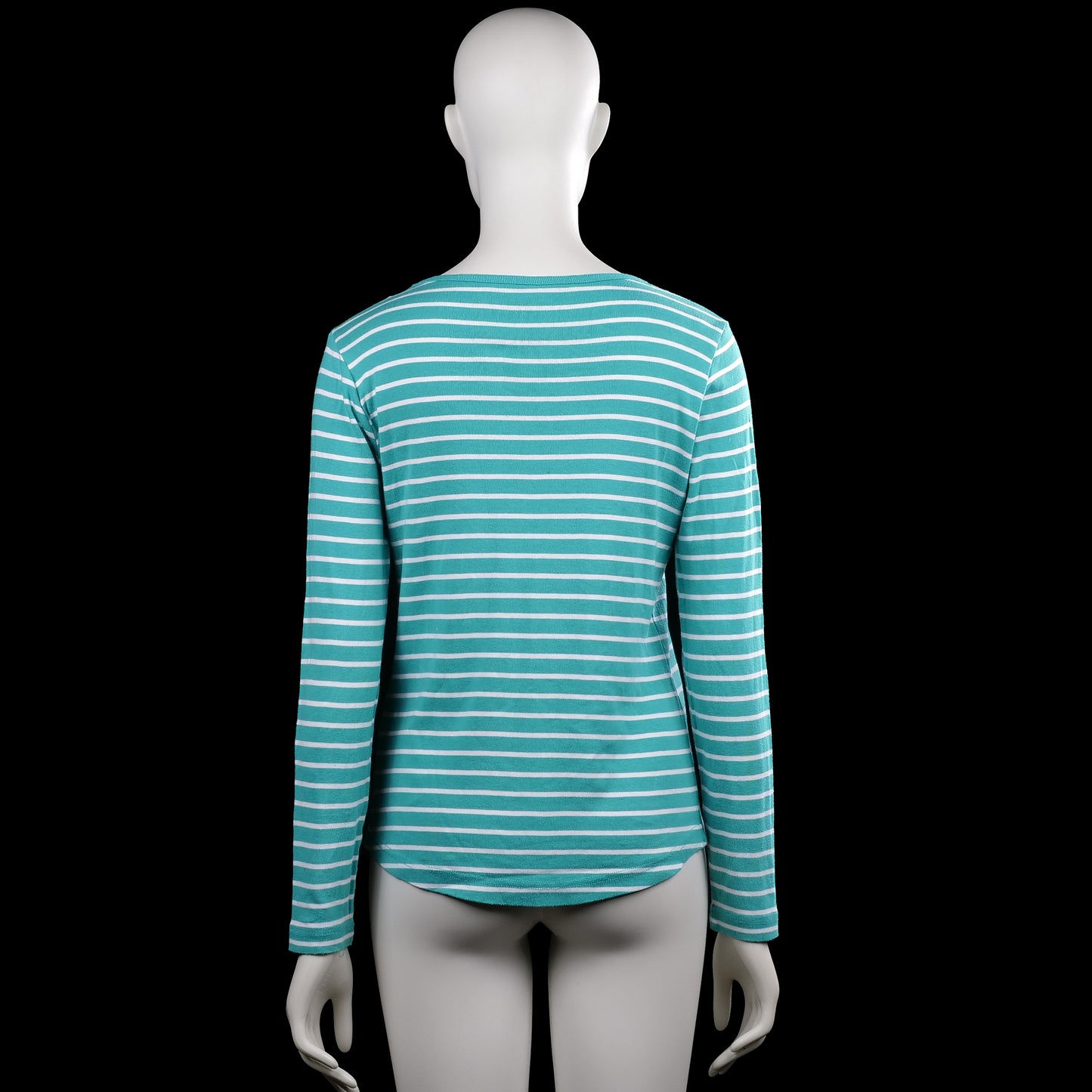 Long-sleeve top - Turquoise & White - Size M