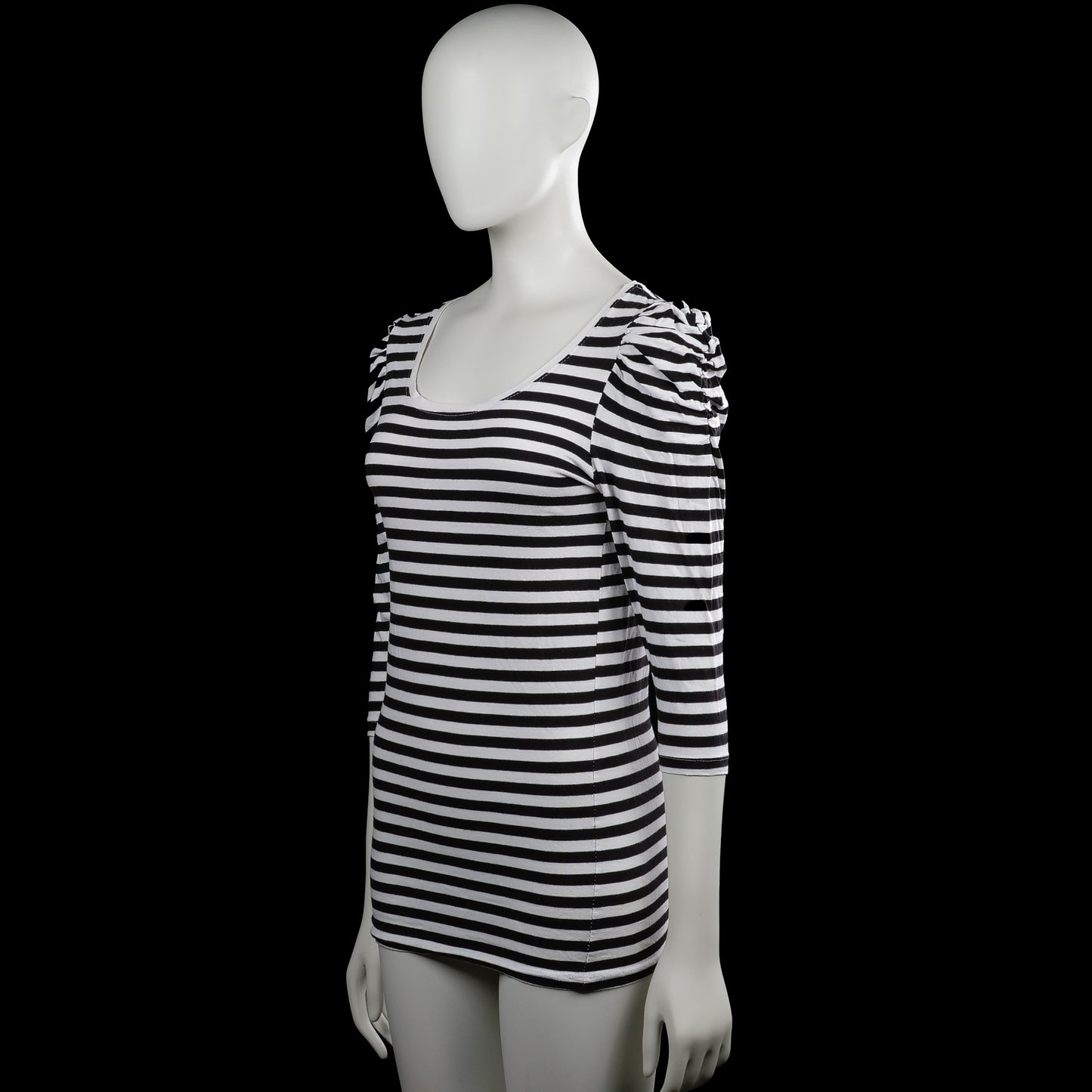 Long-sleeve top - White & Black - Size M