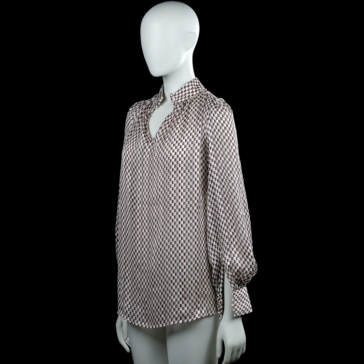Blouse - Brown & White - Size S