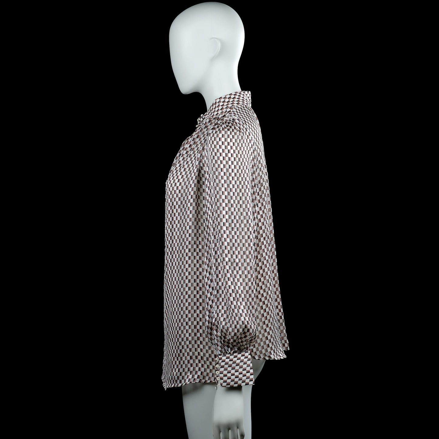 Blouse - Brown & White - Size S