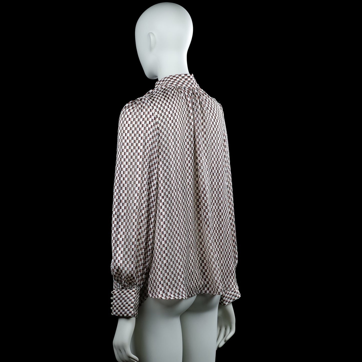 Blouse - Brown & White - Size S