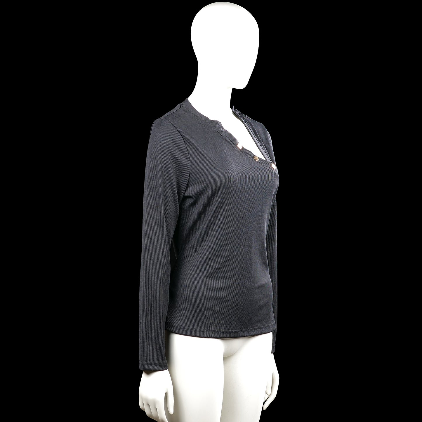 Long-sleeve top - Charcoal - Size L - (NEW)