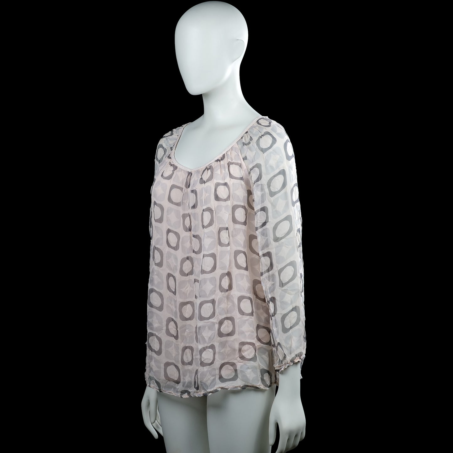 Blouse - White & Gray - Size M