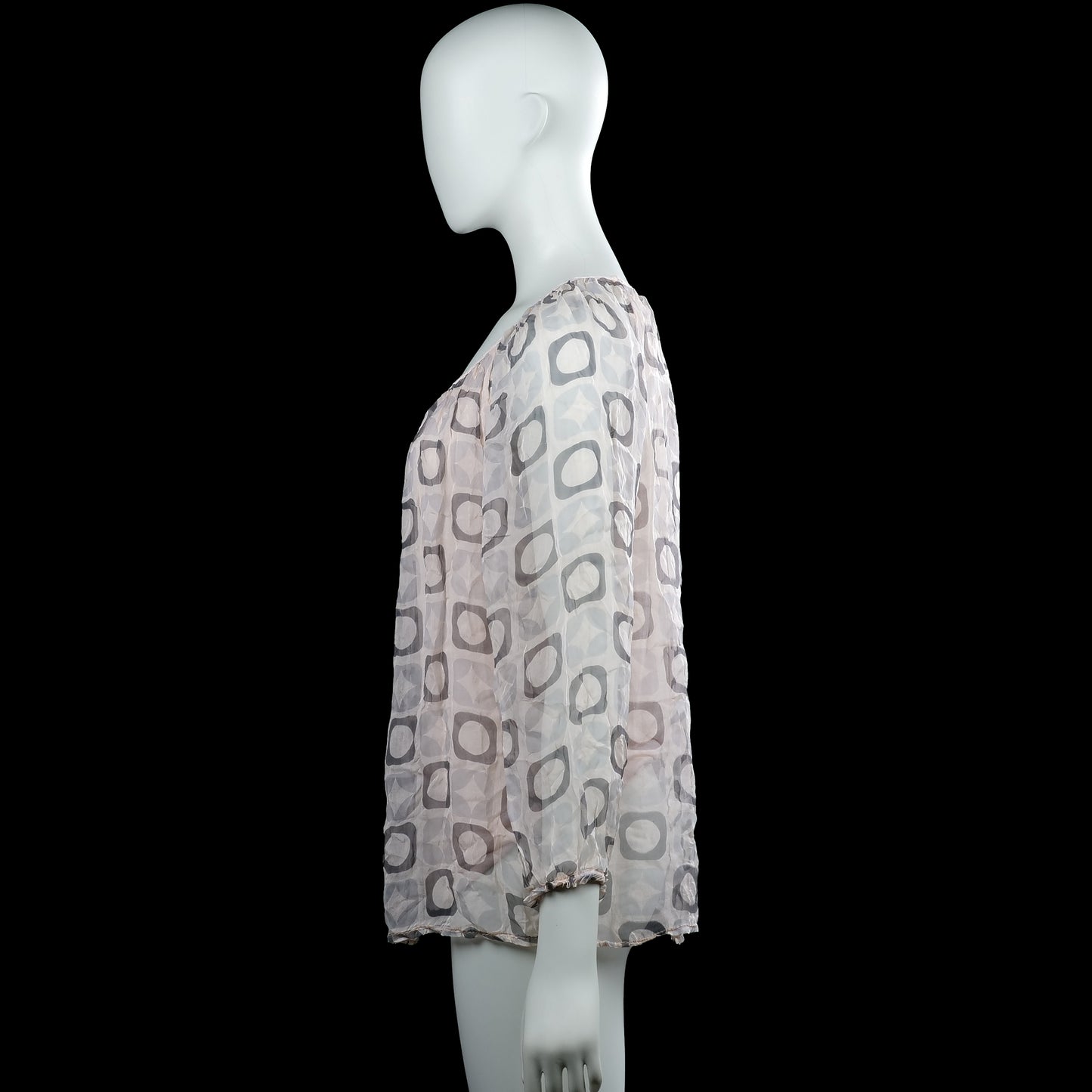 Blouse - White & Gray - Size M