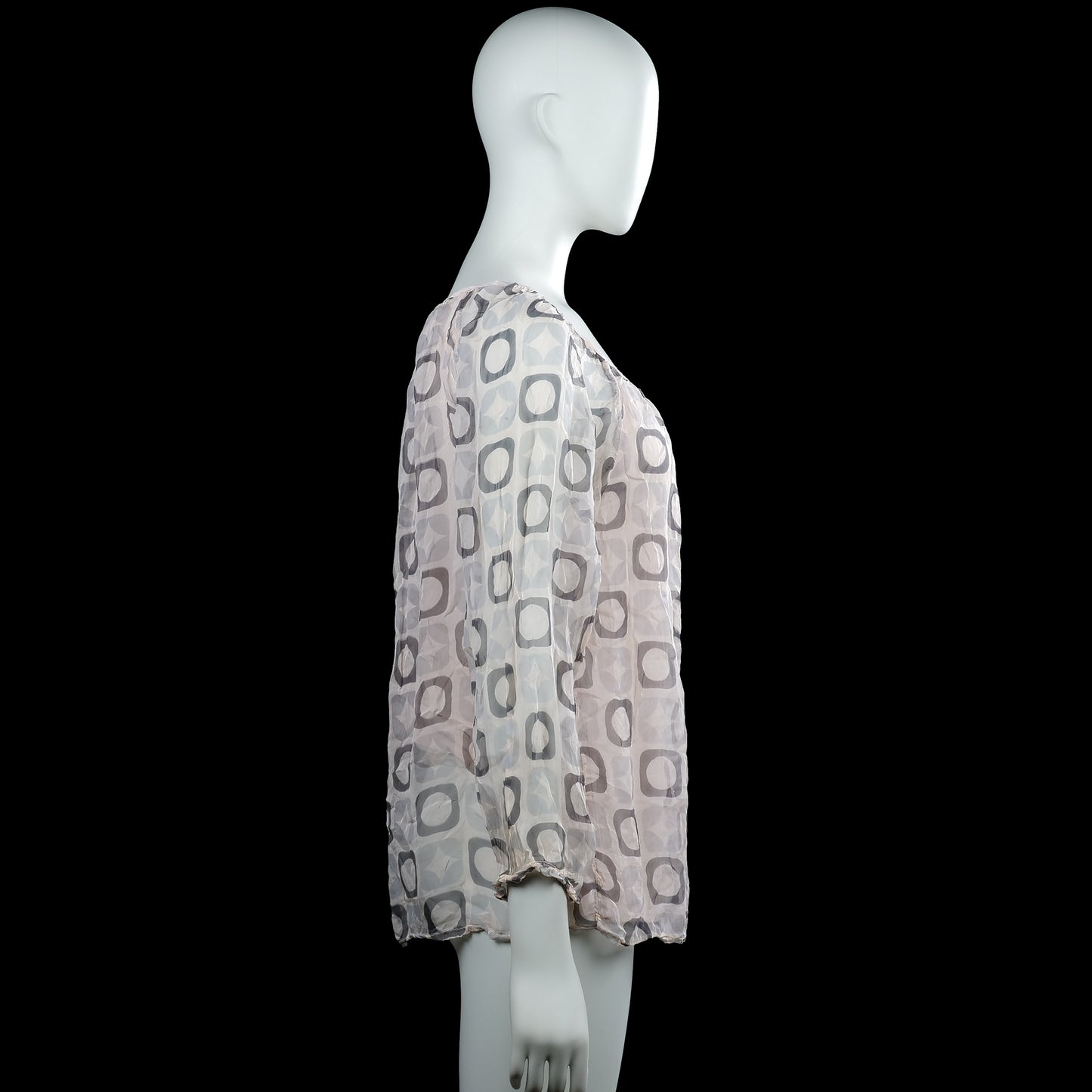 Blouse - White & Gray - Size M
