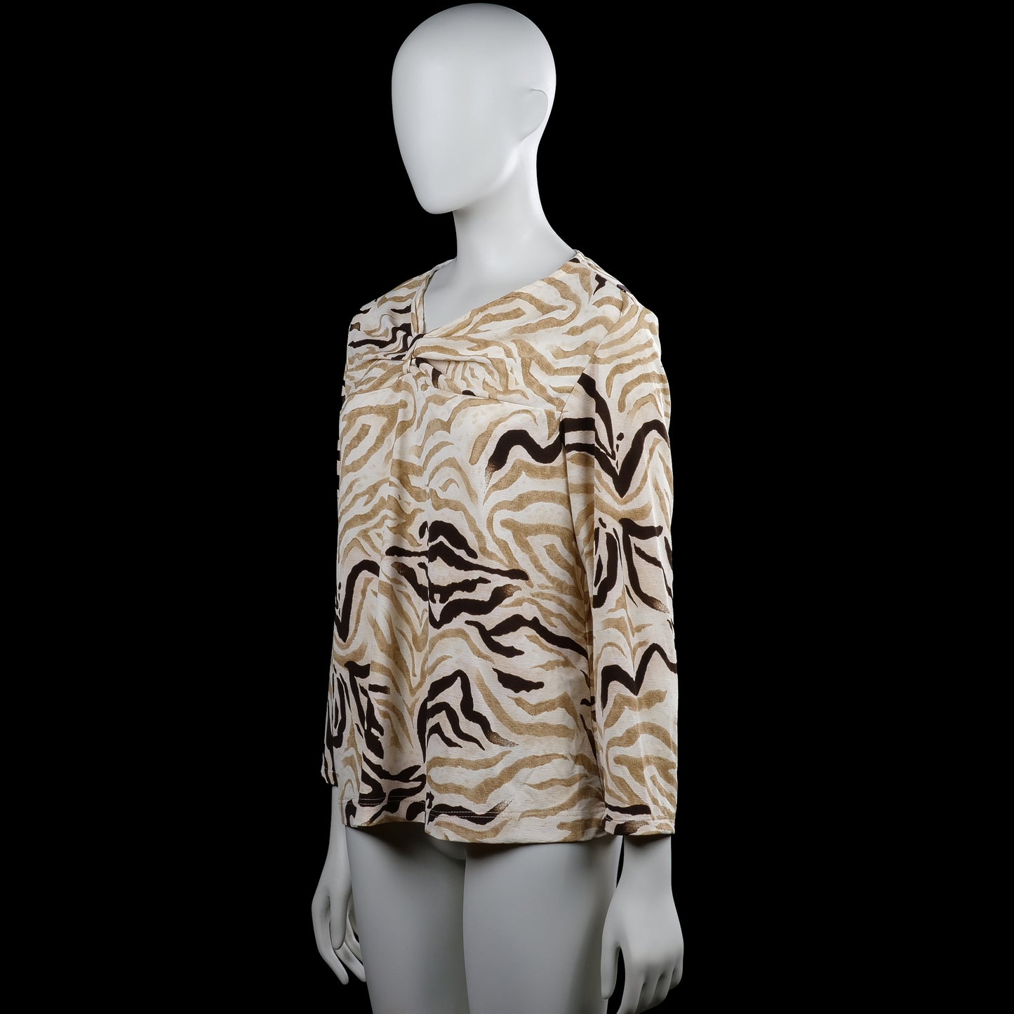 Long-sleeve top - Beige & Brown - Size L