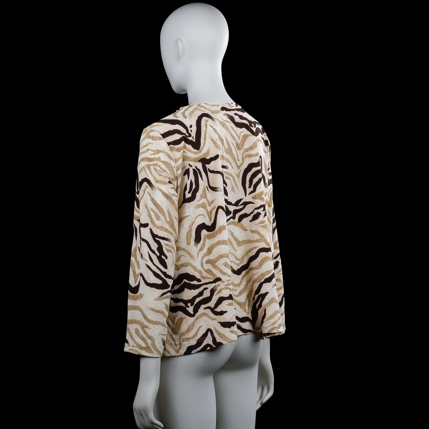 Long-sleeve top - Beige & Brown - Size L