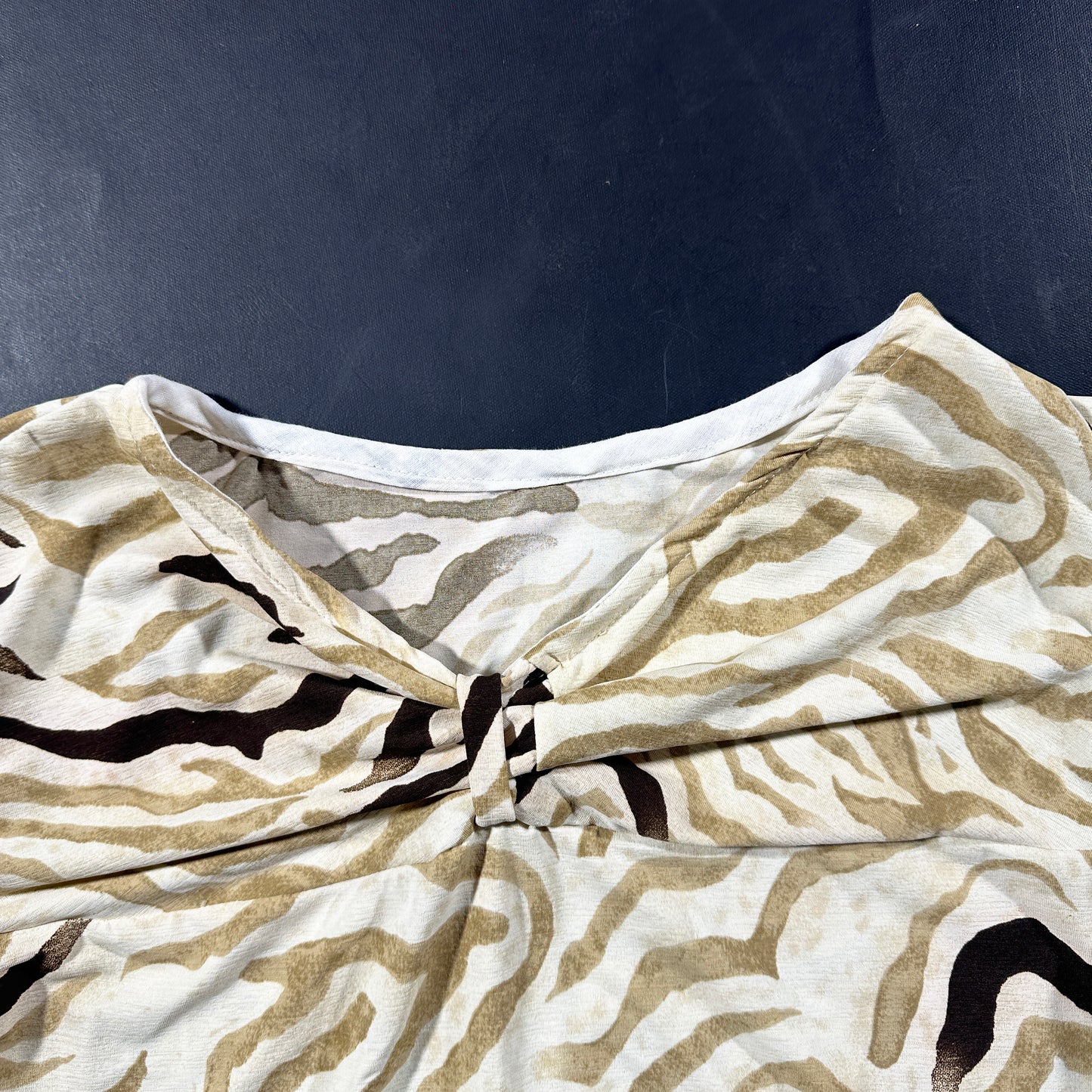 Long-sleeve top - Beige & Brown - Size L