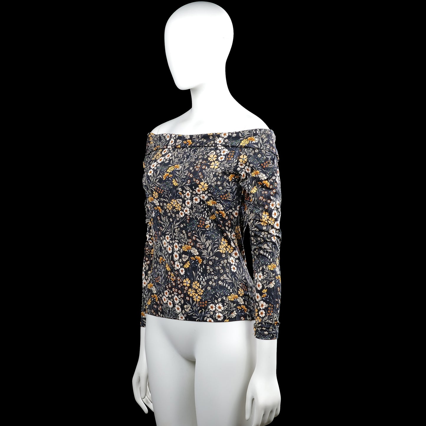 Long-sleeve top - Navy & White - Size S