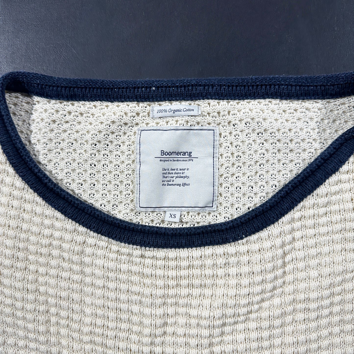 Sweater - Ivory & Navy - Size XS