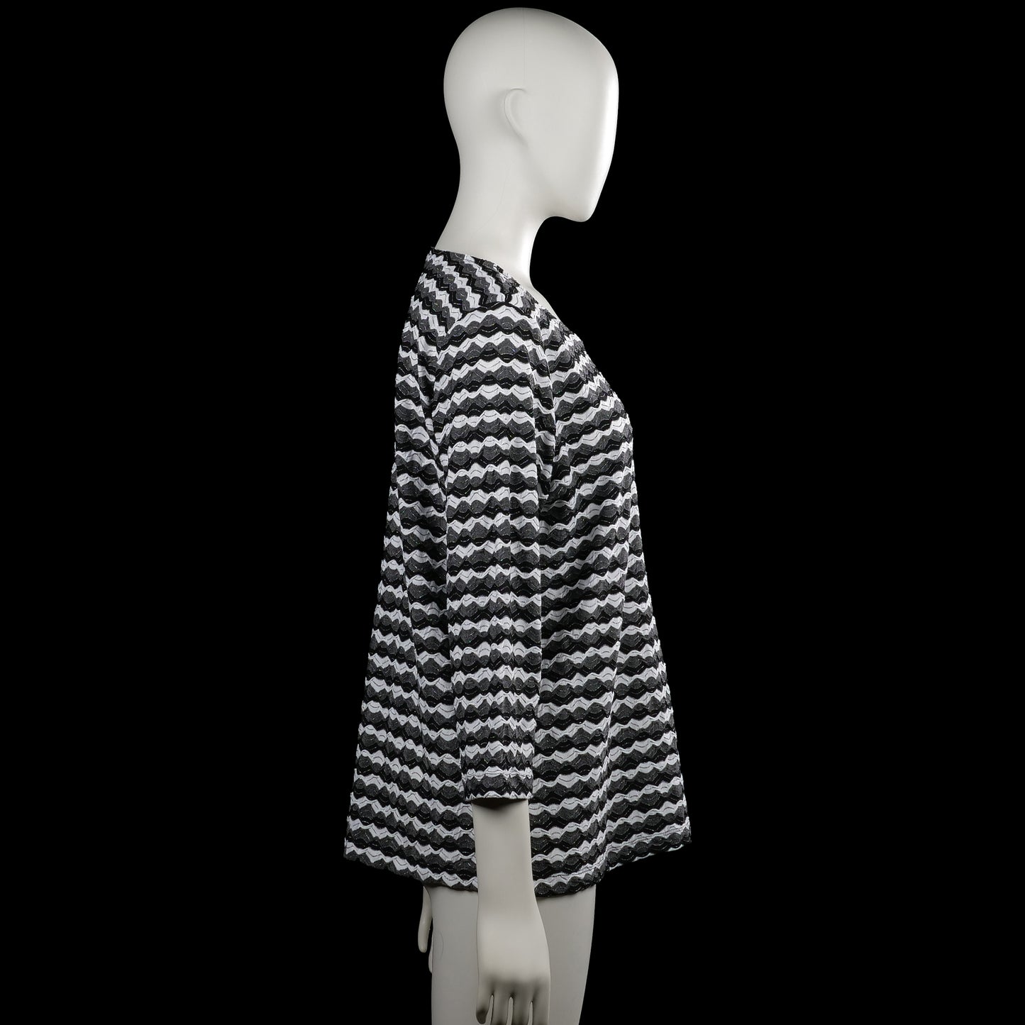 Long-sleeve top - Black & White - Size L