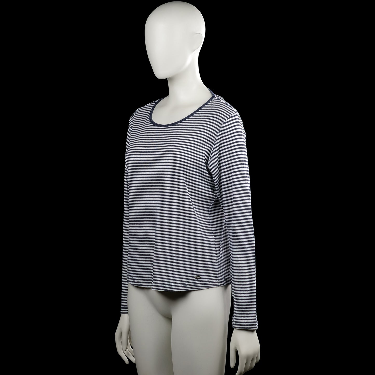 Long-sleeve top - White & Navy - Size L