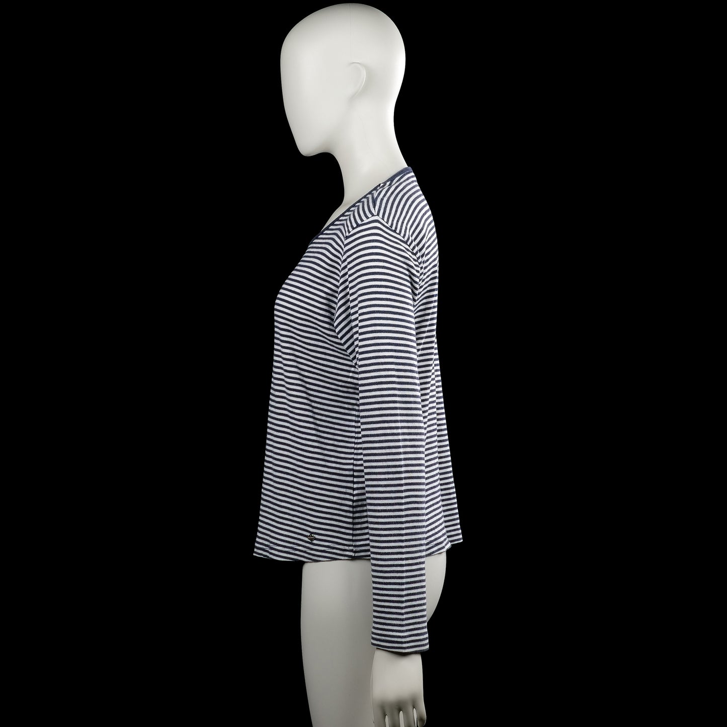Long-sleeve top - White & Navy - Size L