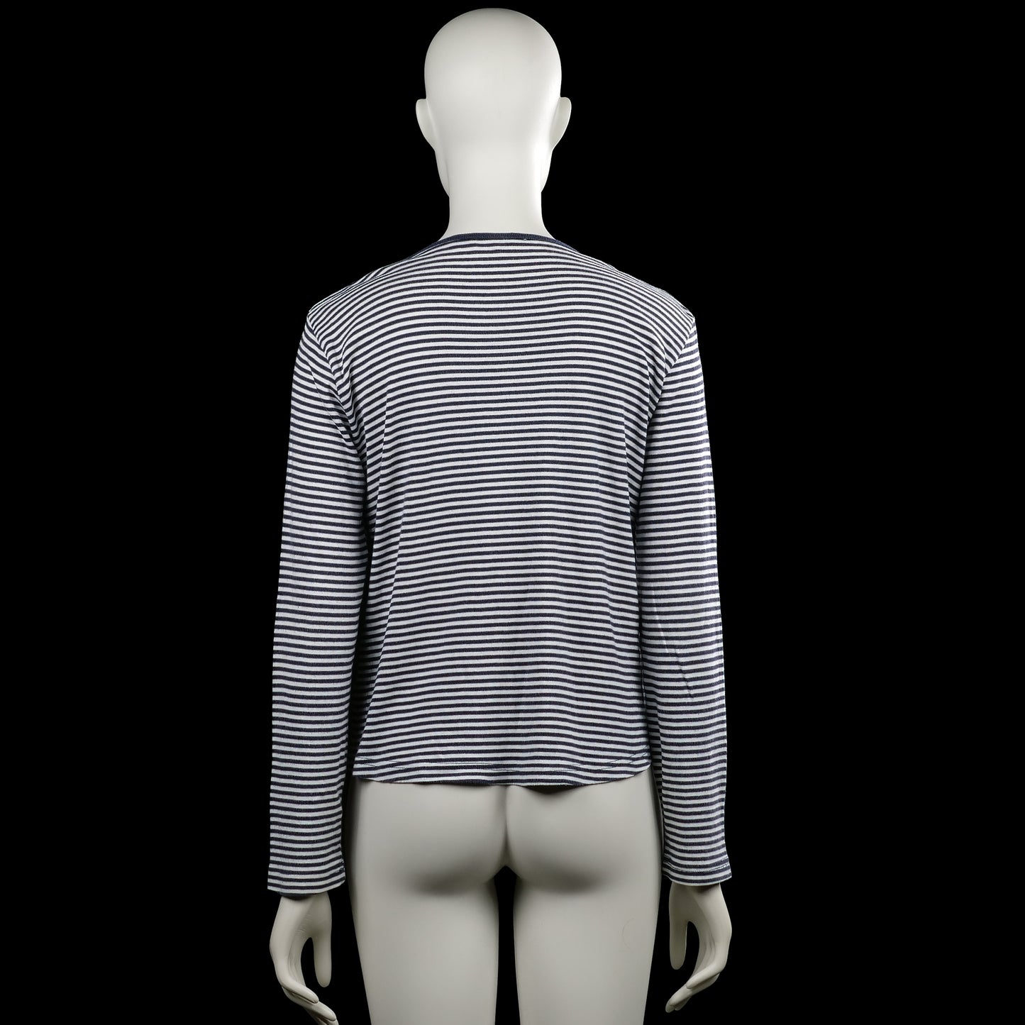 Long-sleeve top - White & Navy - Size L