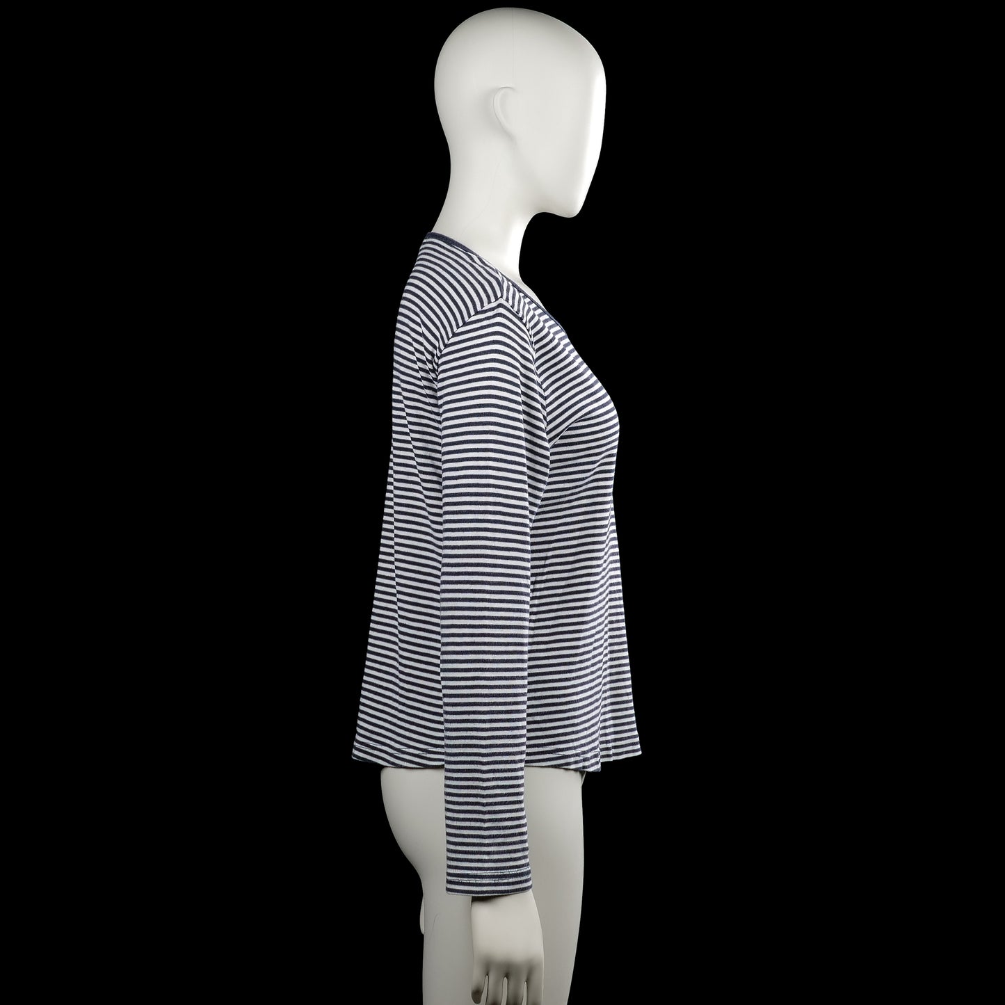 Long-sleeve top - White & Navy - Size L